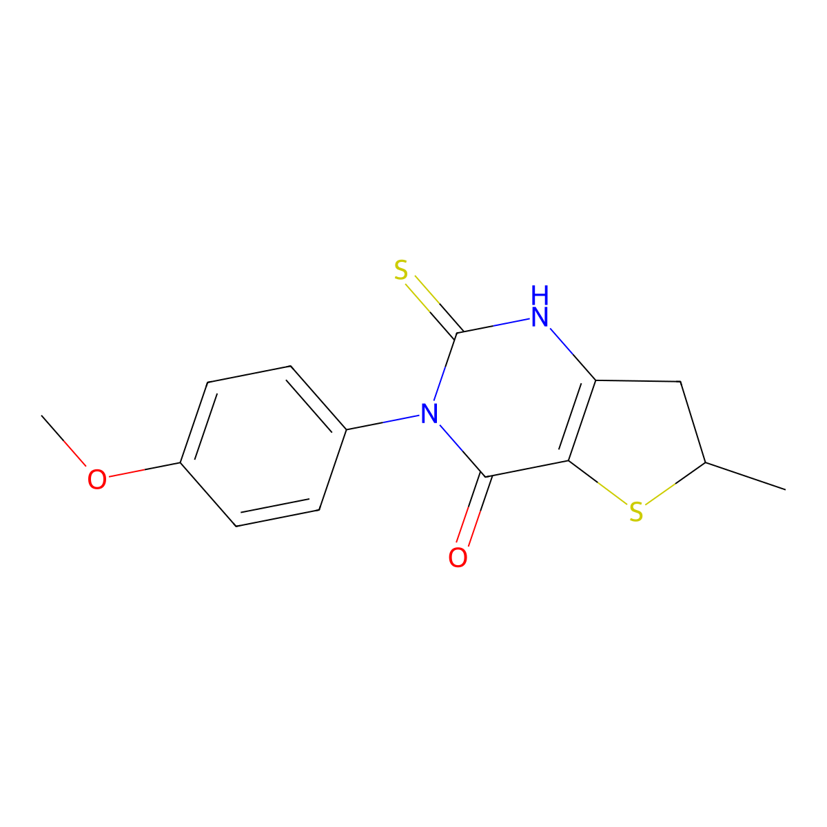 2-mercapto-3-(4-methoxyphenyl)-6-methyl-6,7-dihydrothieno[3,2-d]pyrimidin-4(3H)-one molecular structure, CAS 1105190-60-0