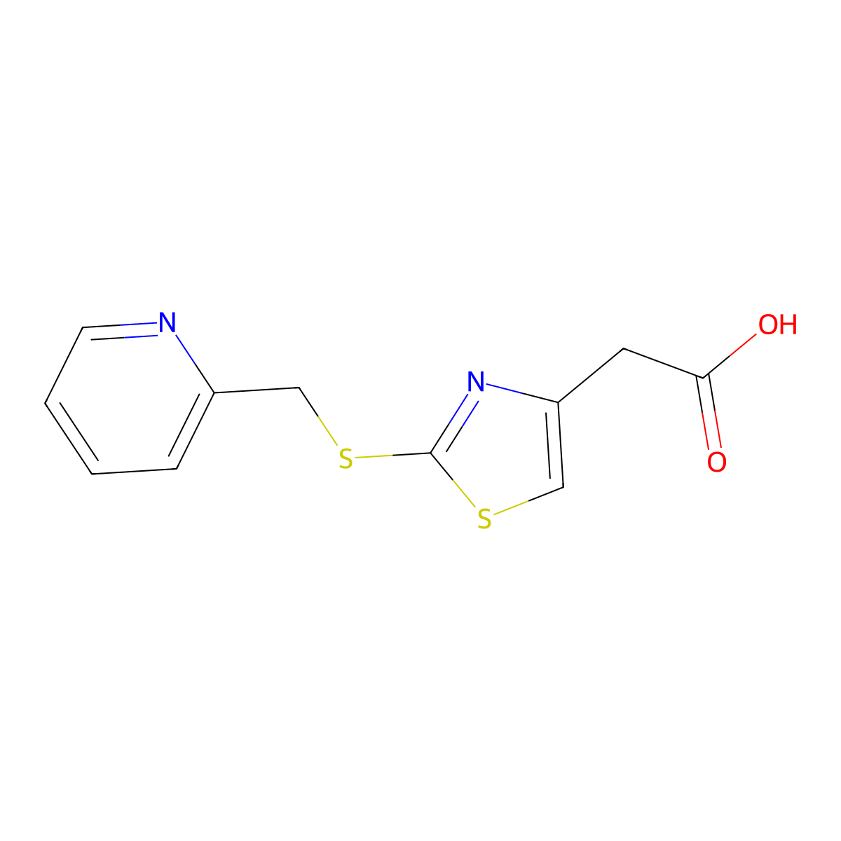 {2-[(Pyridin-2-ylmethyl)thio]-1,3-thiazol-4-yl}acetic acid molecular structure, CAS 1105190-64-4