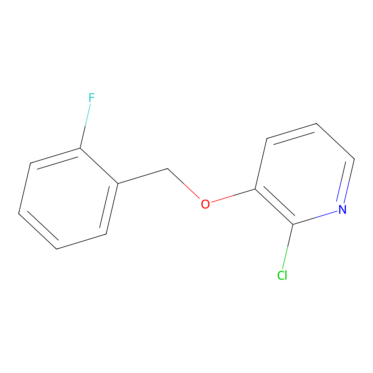 2-Chloro-3-[(2-fluorobenzyl)oxy]pyridine molecular structure, CAS 1105190-67-7
