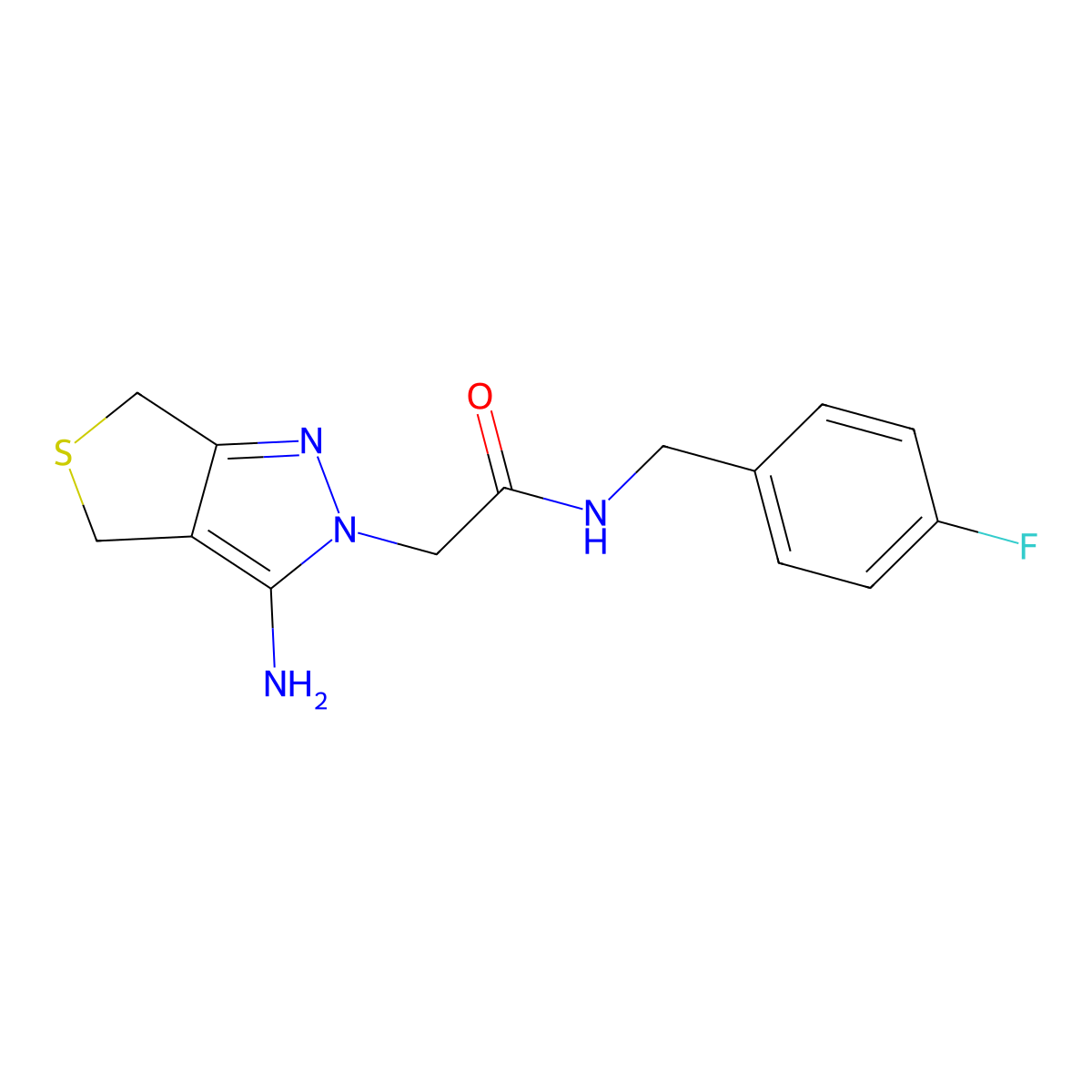 2-(3-amino-4,6-dihydro-2H-thieno[3,4-c]pyrazol-2-yl)-N-(4-fluorobenzyl)acetamide molecular structure, CAS 1105190-69-9
