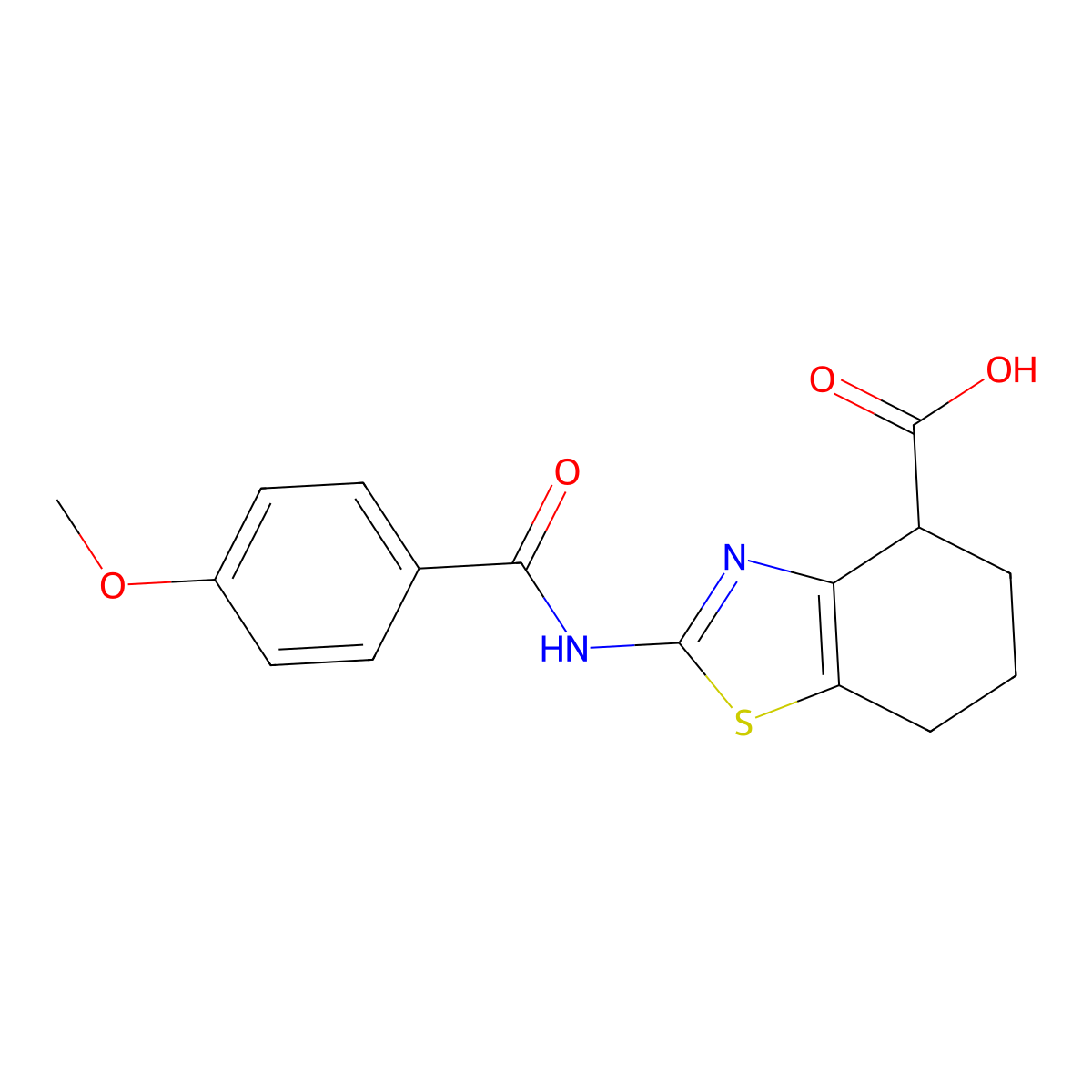 2-(4-Methoxybenzamido)-4,5,6,7-tetrahydrobenzo[d]thiazole-4-carboxylic acid molecular structure, CAS 1105190-70-2
