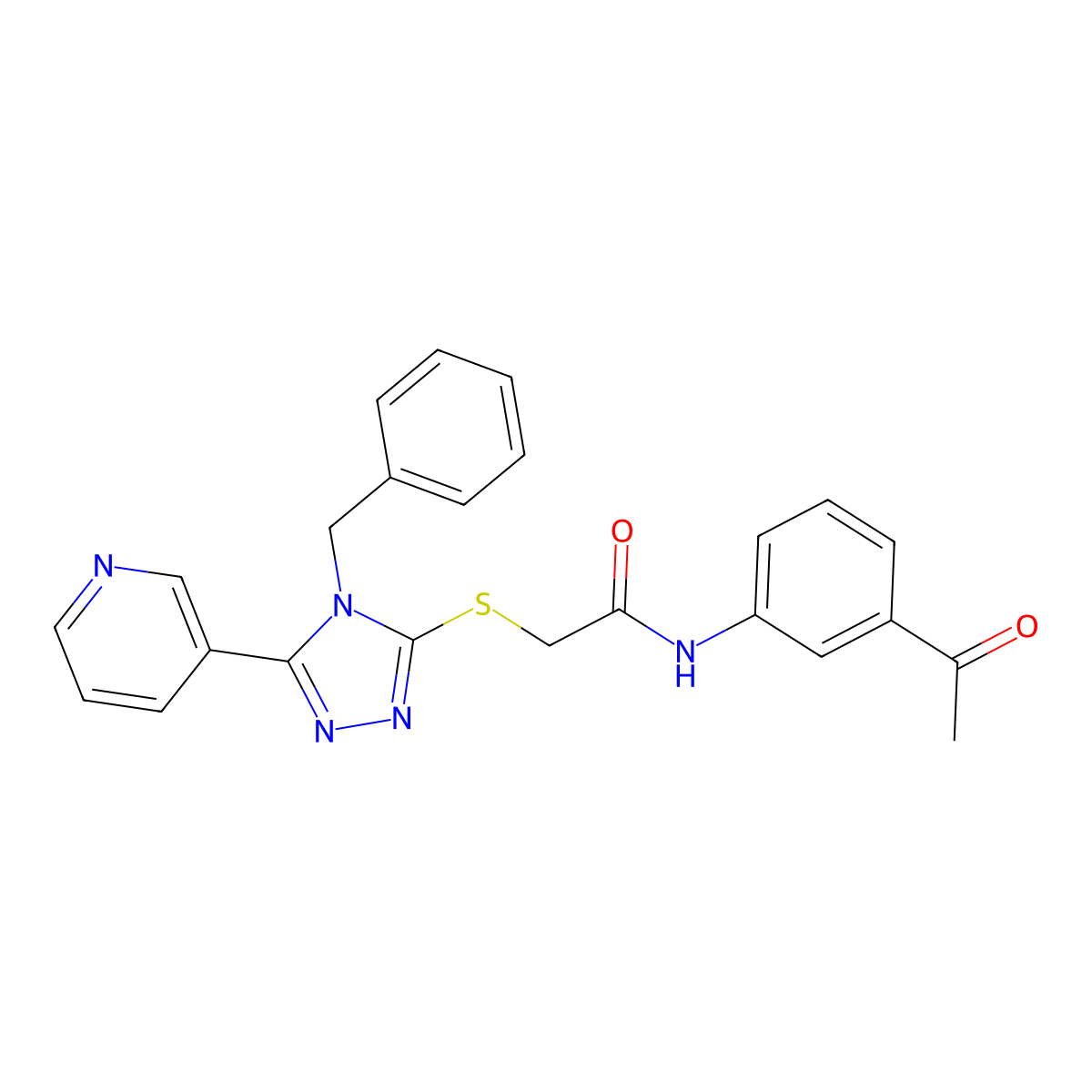 N-(3-Acetylphenyl)-2-[[4-(phenylmethyl)-5-(3-pyridinyl)-4H-1,2,4-triazol-3-yl]thio]acetamide molecular structure, CAS 1105190-74-6