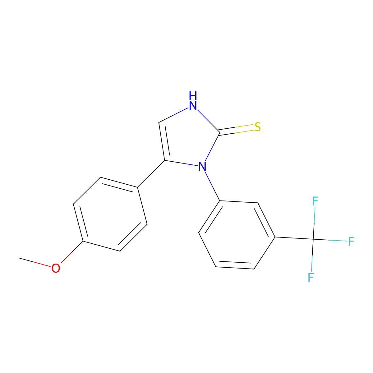 5-(4-methoxyphenyl)-1-(3-(trifluoromethyl)phenyl)-1H-imidazole-2(3H)-thione molecular structure, CAS 1105190-77-9