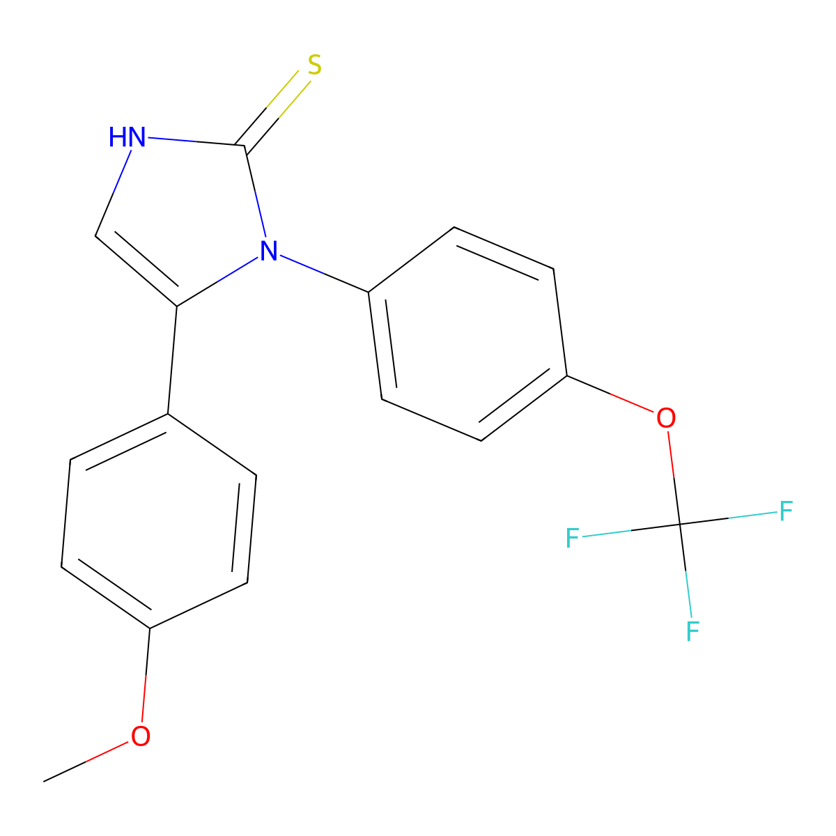 5-(4-methoxyphenyl)-1-(4-(trifluoromethoxy)phenyl)-1H-imidazole-2(3H)-thione molecular structure, CAS 1105190-83-7