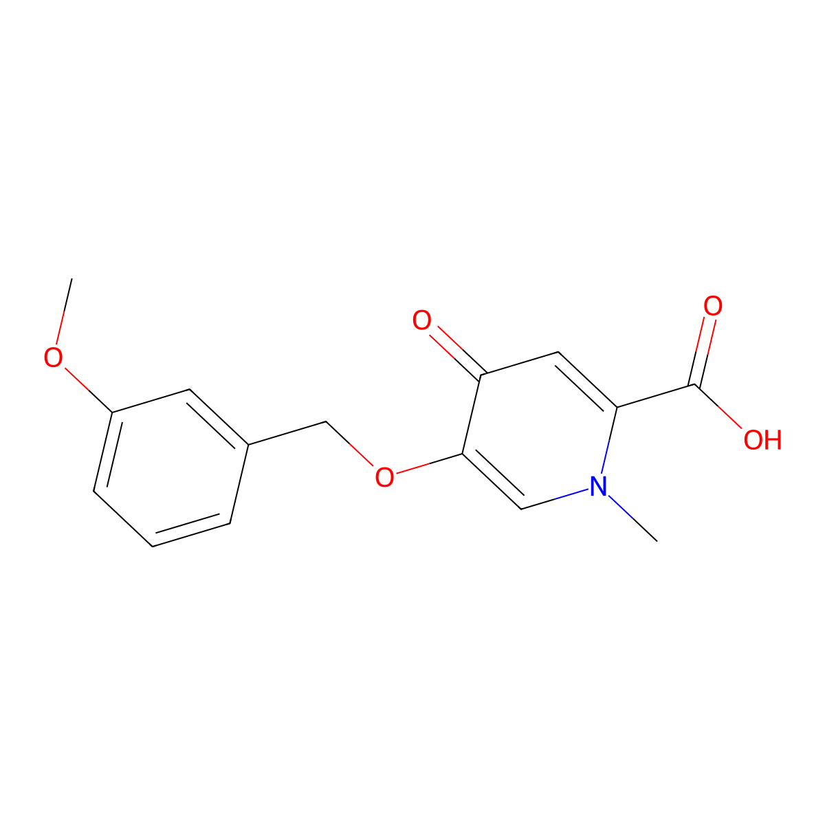 5-((3-Methoxybenzyl)oxy)-1-methyl-4-oxo-1,4-dihydropyridine-2-carboxylic acid molecular structure, CAS 1105190-88-2
