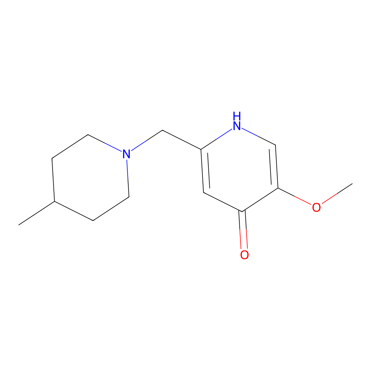 5-Methoxy-2-[(4-methylpiperidin-1-yl)methyl]pyridin-4-ol molecular structure, CAS 1105190-94-0