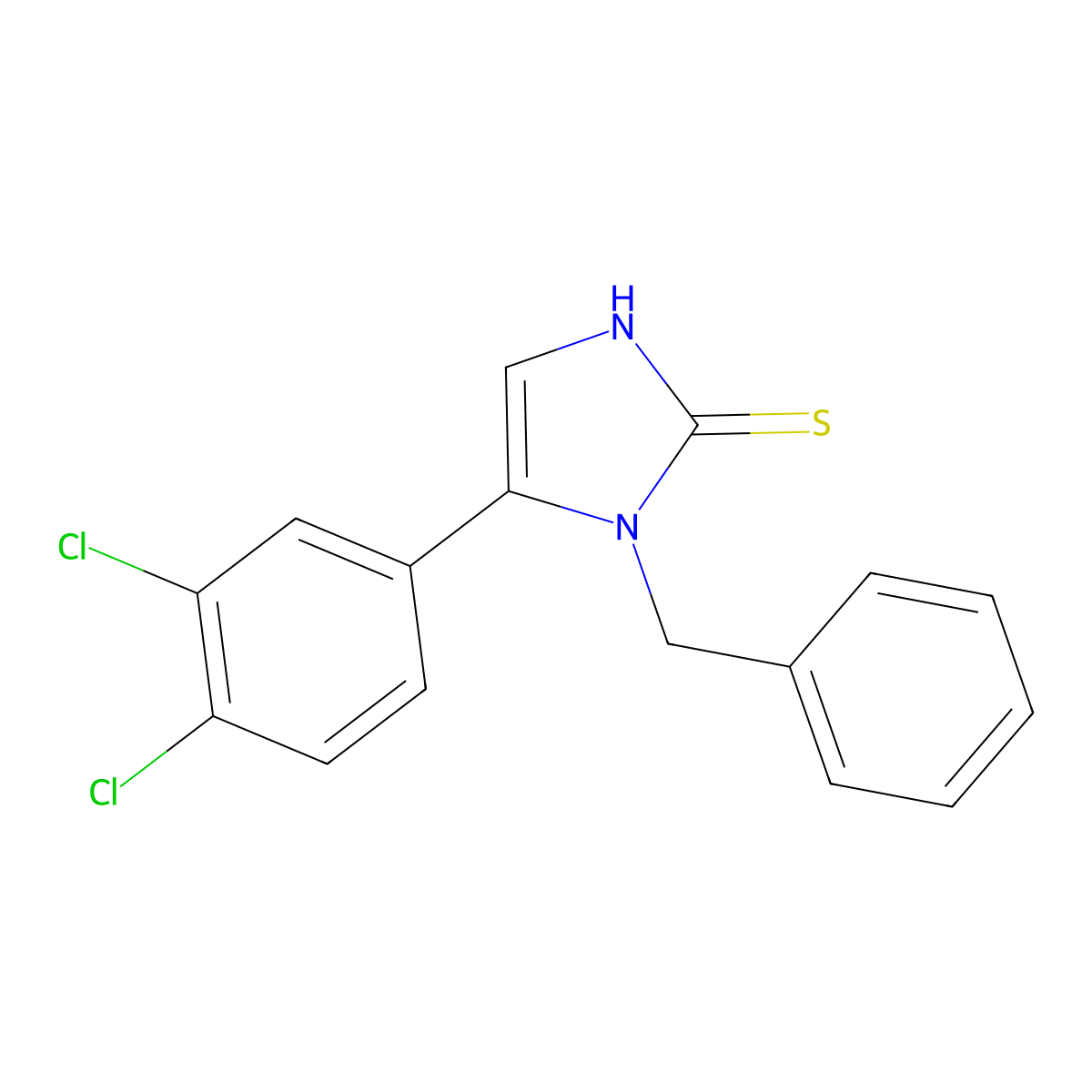 1-benzyl-5-(3,4-dichlorophenyl)-1H-imidazole-2(3H)-thione molecular structure, CAS 1105190-95-1