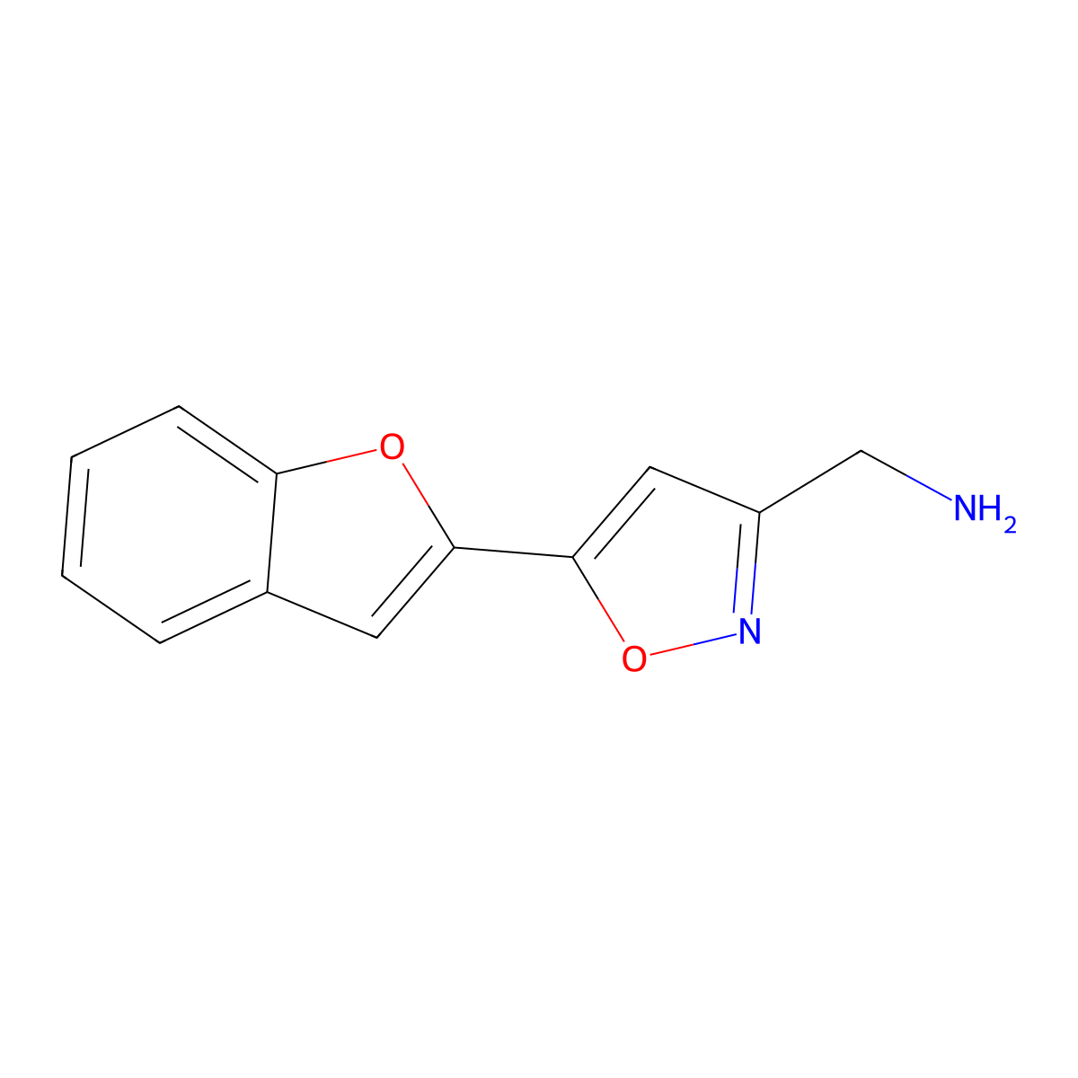 [5-(1-Benzofuran-2-yl)-1,2-oxazol-3-yl]methanamine molecular structure, CAS 1105190-96-2
