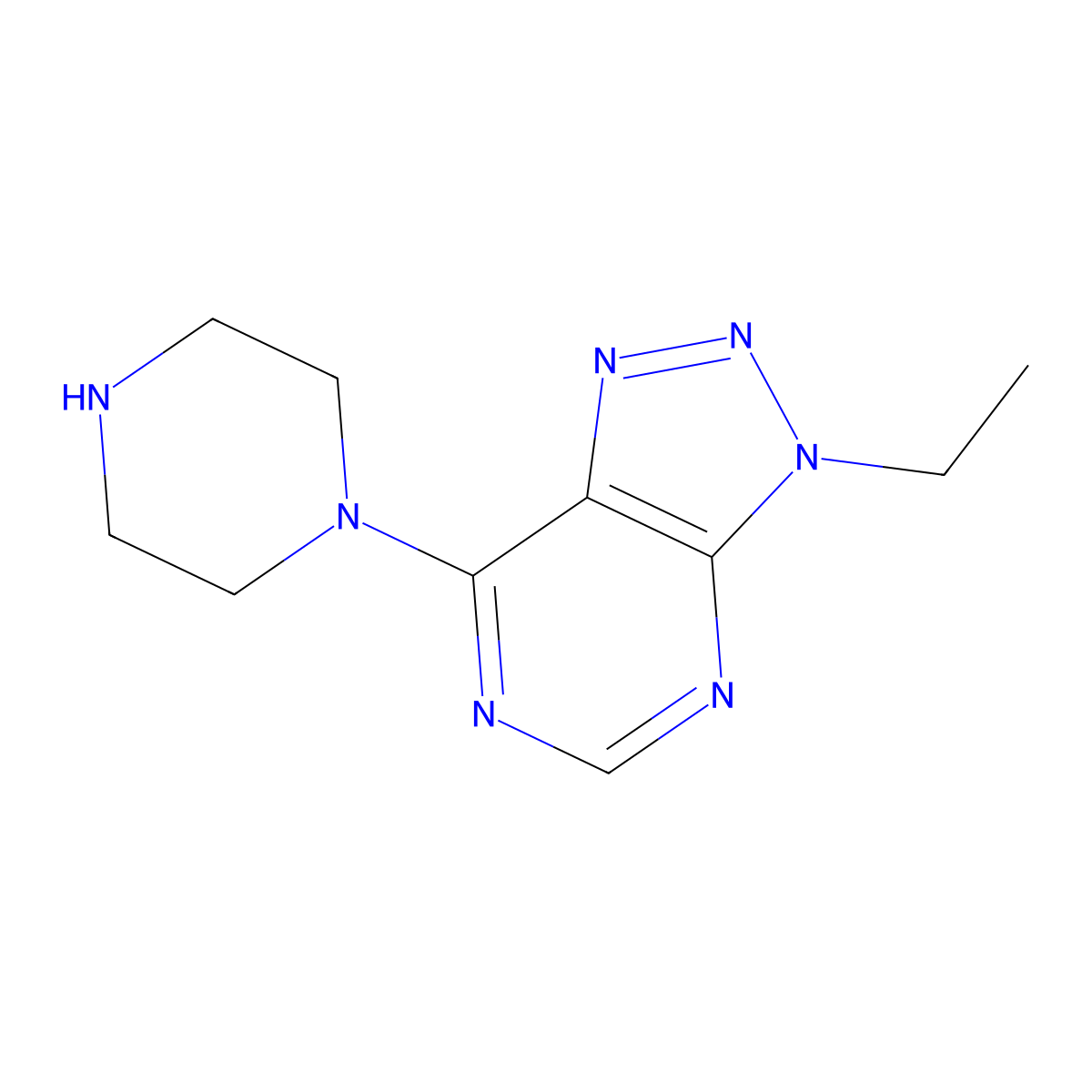 3-Ethyl-7-(piperazin-1-yl)-3H-[1,2,3]triazolo[4,5-d]pyrimidine molecular structure, CAS 1105191-03-4