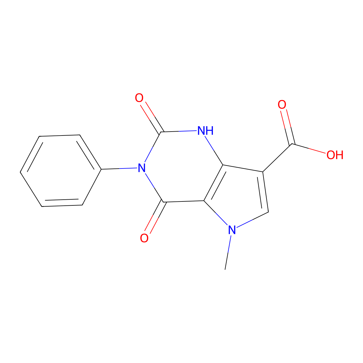 5-methyl-2,4-dioxo-3-phenyl-2,3,4,5-tetrahydro-1H-pyrrolo[3,2-d]pyrimidine-7-carboxylic acid molecular structure, CAS 1105191-05-6