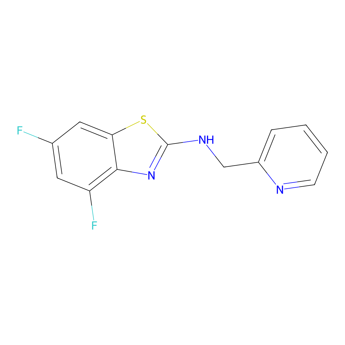 4,6-difluoro-N-(pyridin-2-ylmethyl)-1,3-benzothiazol-2-amine molecular structure, CAS 1105191-11-4