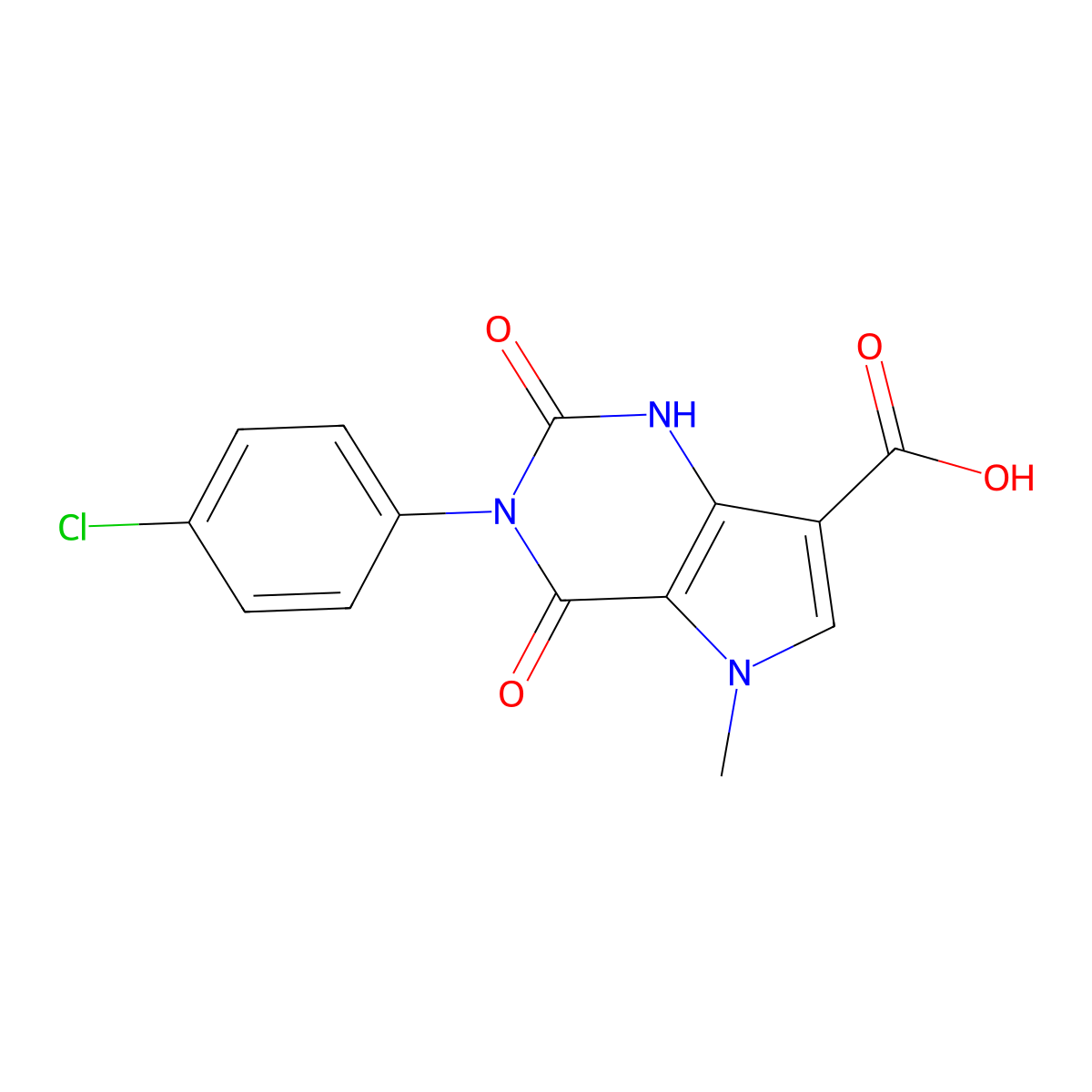 3-(4-chlorophenyl)-5-methyl-2,4-dioxo-2,3,4,5-tetrahydro-1H-pyrrolo[3,2-d]pyrimidine-7-carboxylic acid molecular structure, CAS 1105191-12-5