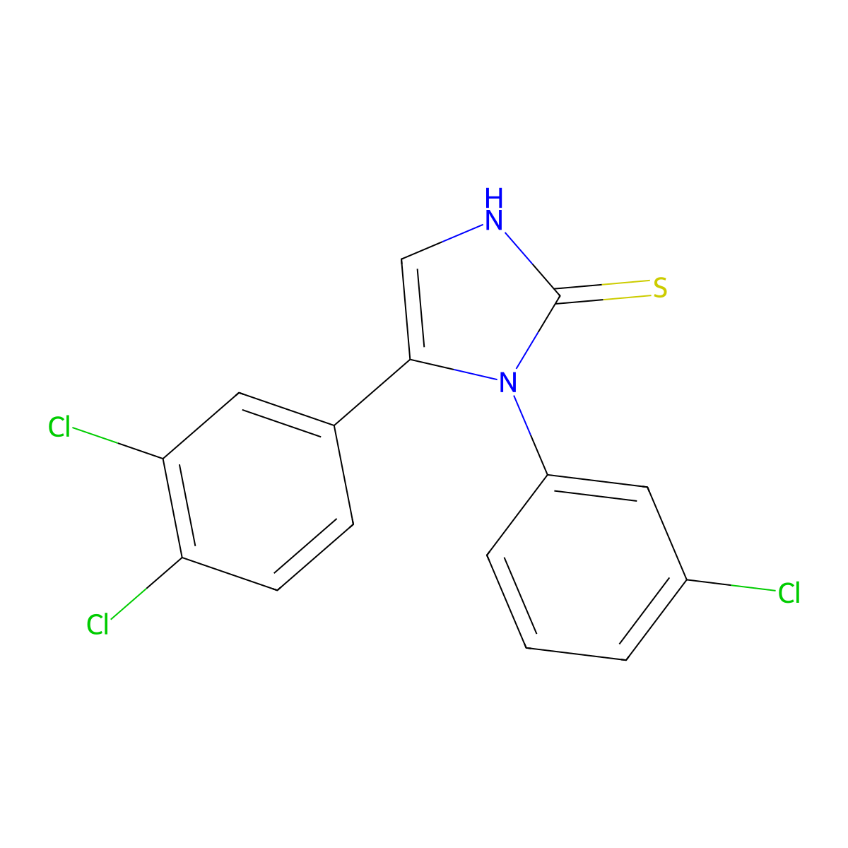 1-(3-chlorophenyl)-5-(3,4-dichlorophenyl)-1H-imidazole-2(3H)-thione molecular structure, CAS 1105191-14-7