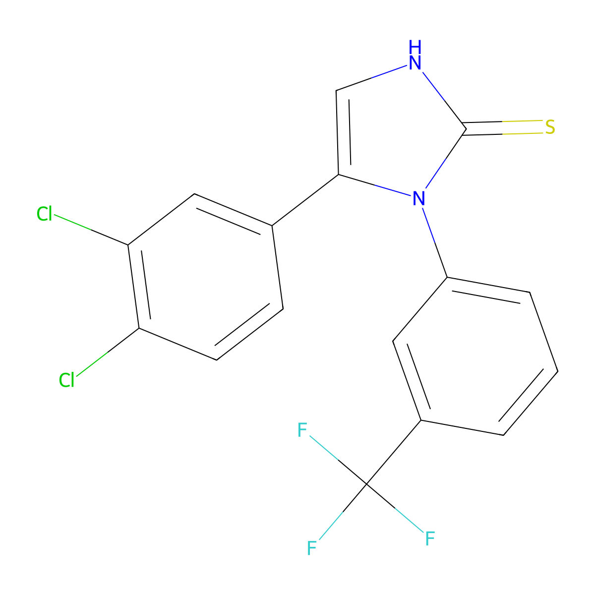 5-(3,4-dichlorophenyl)-1-(3-(trifluoromethyl)phenyl)-1H-imidazole-2(3H)-thione molecular structure, CAS 1105191-21-6