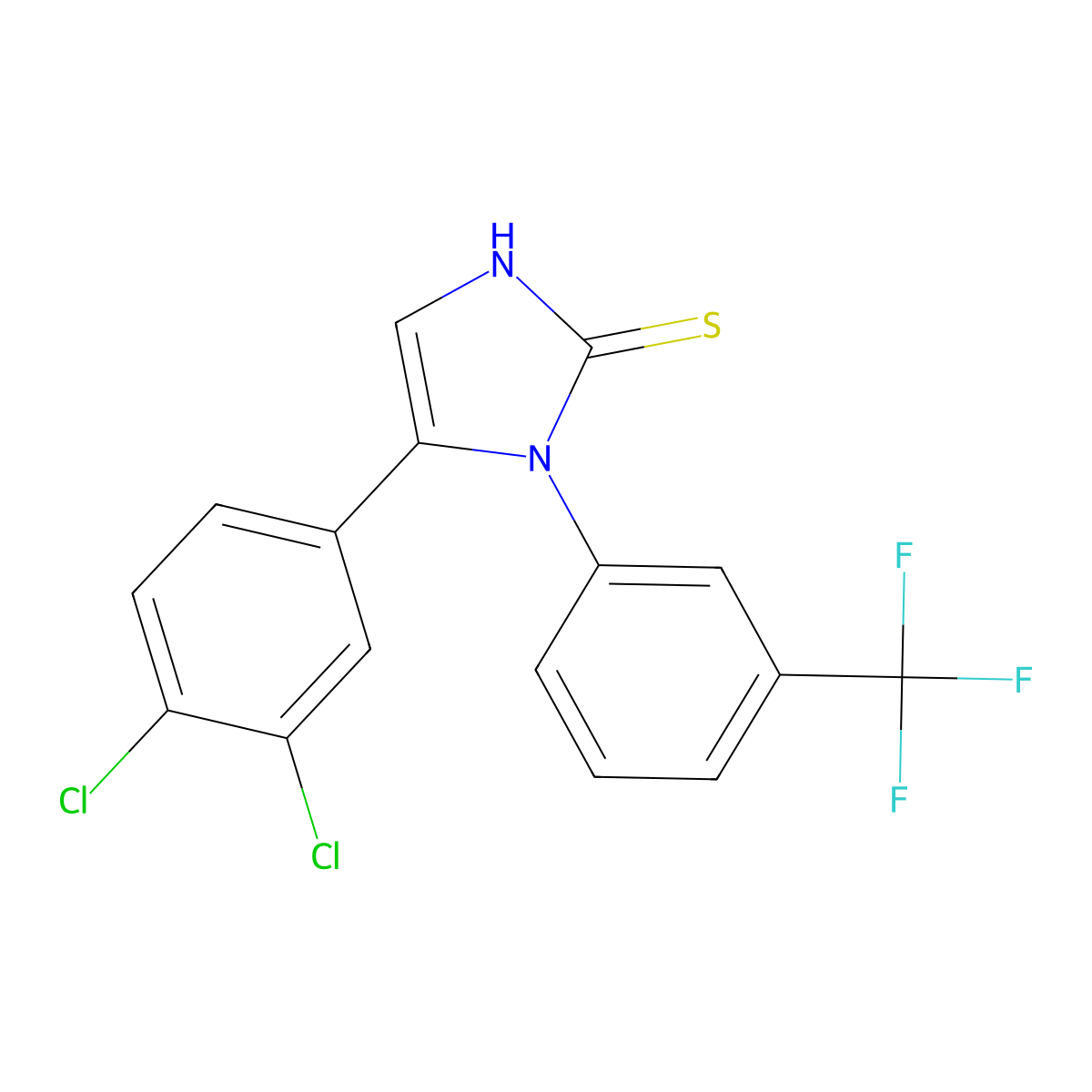 5-(3,4-dichlorophenyl)-1-(3-(trifluoromethyl)phenyl)-1H-imidazole-2(3H)-thione molecular structure, CAS 1105191-21-6