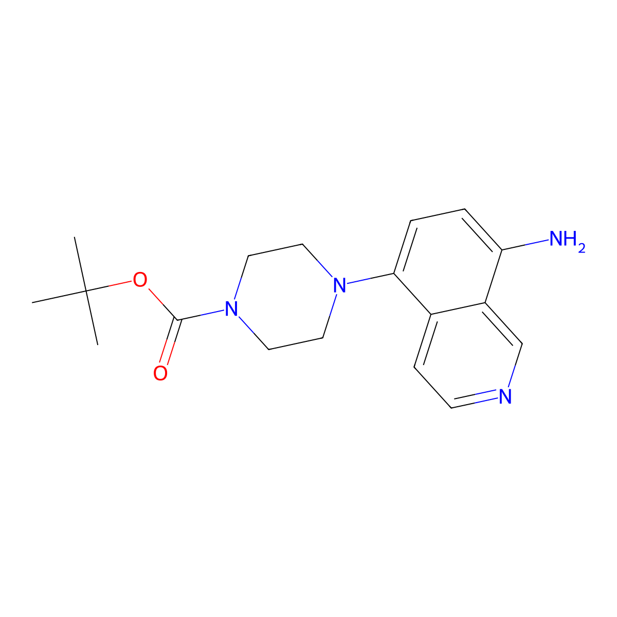tert-Butyl 4-(8-amino-5-isoquinolinyl)-1-piperazinecarboxylate molecular structure, CAS 1105191-23-8