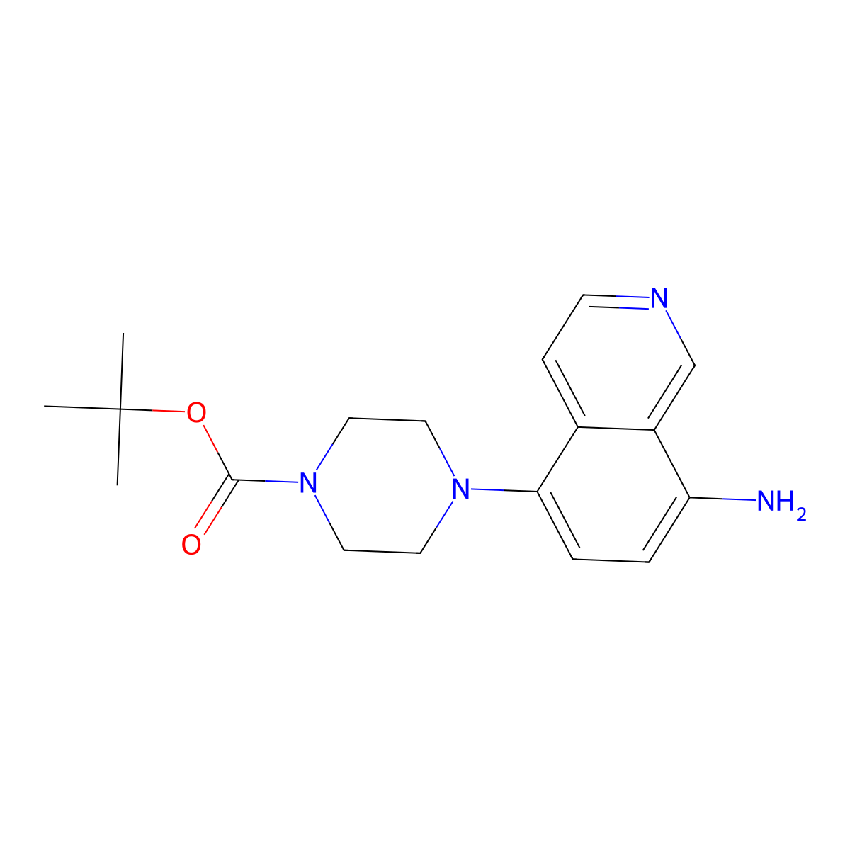 tert-Butyl 4-(8-amino-5-isoquinolinyl)-1-piperazinecarboxylate molecular structure, CAS 1105191-23-8