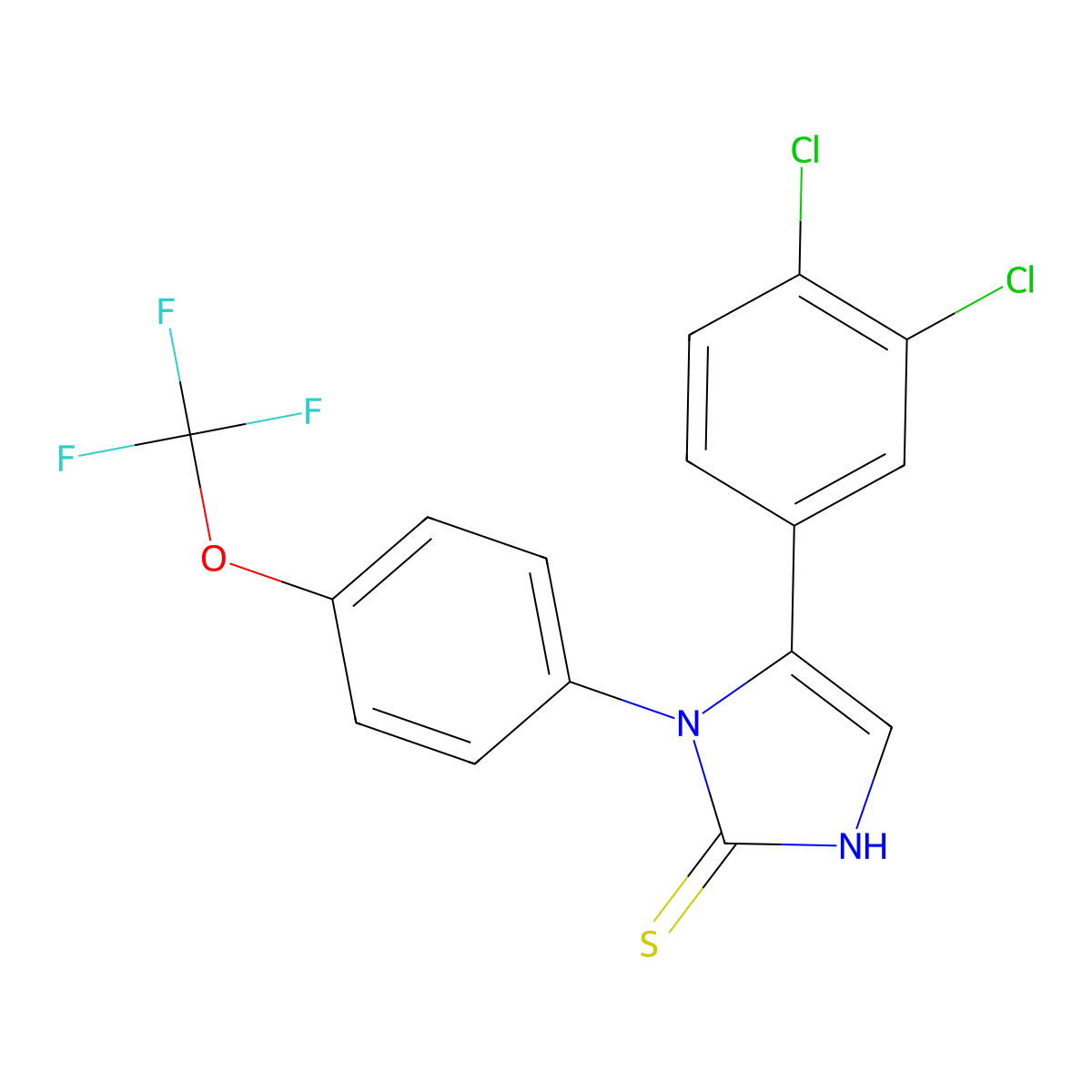 5-(3,4-dichlorophenyl)-1-(4-(trifluoromethoxy)phenyl)-1H-imidazole-2(3H)-thione molecular structure, CAS 1105191-27-2