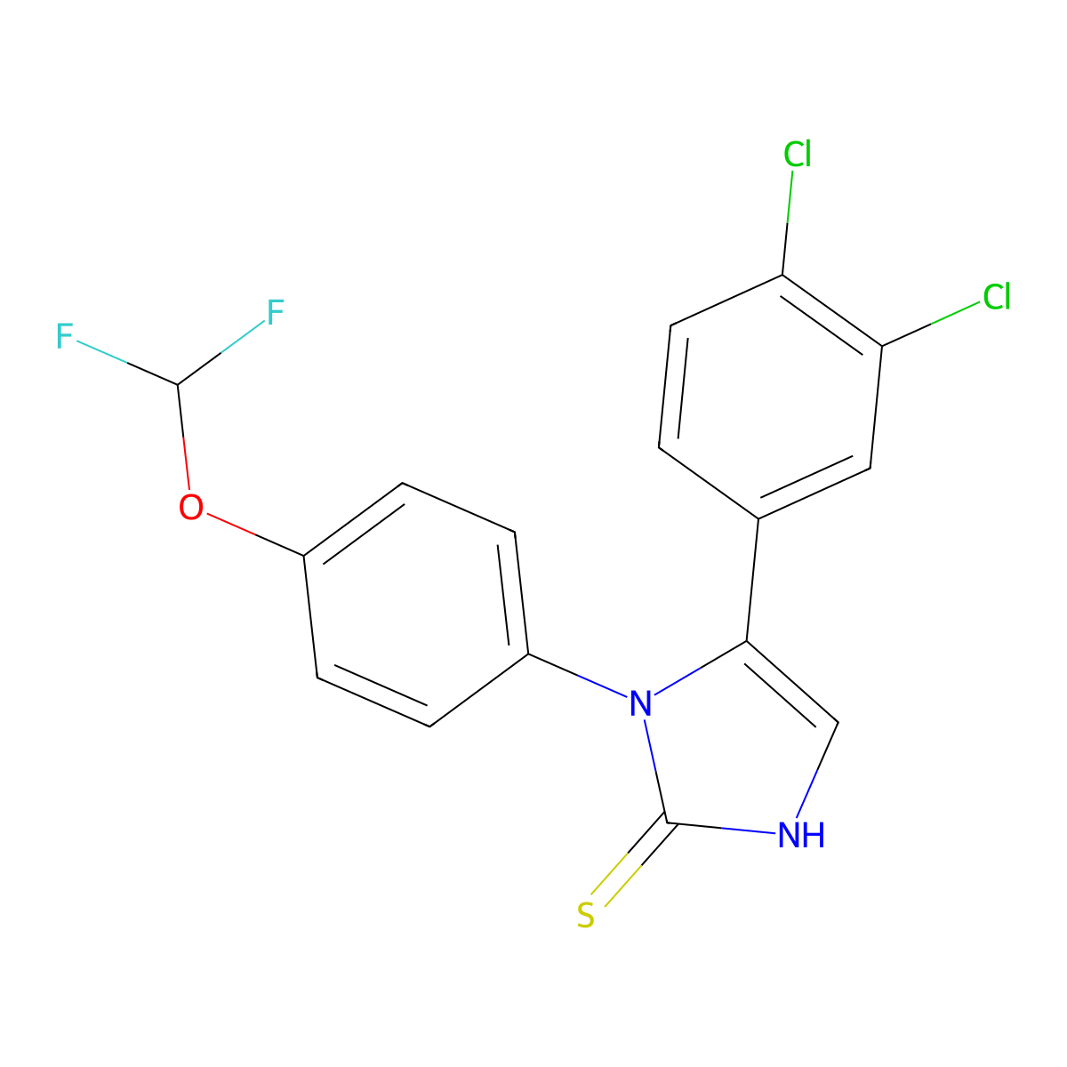 5-(3,4-dichlorophenyl)-1-(4-(difluoromethoxy)phenyl)-1H-imidazole-2(3H)-thione molecular structure, CAS 1105191-33-0