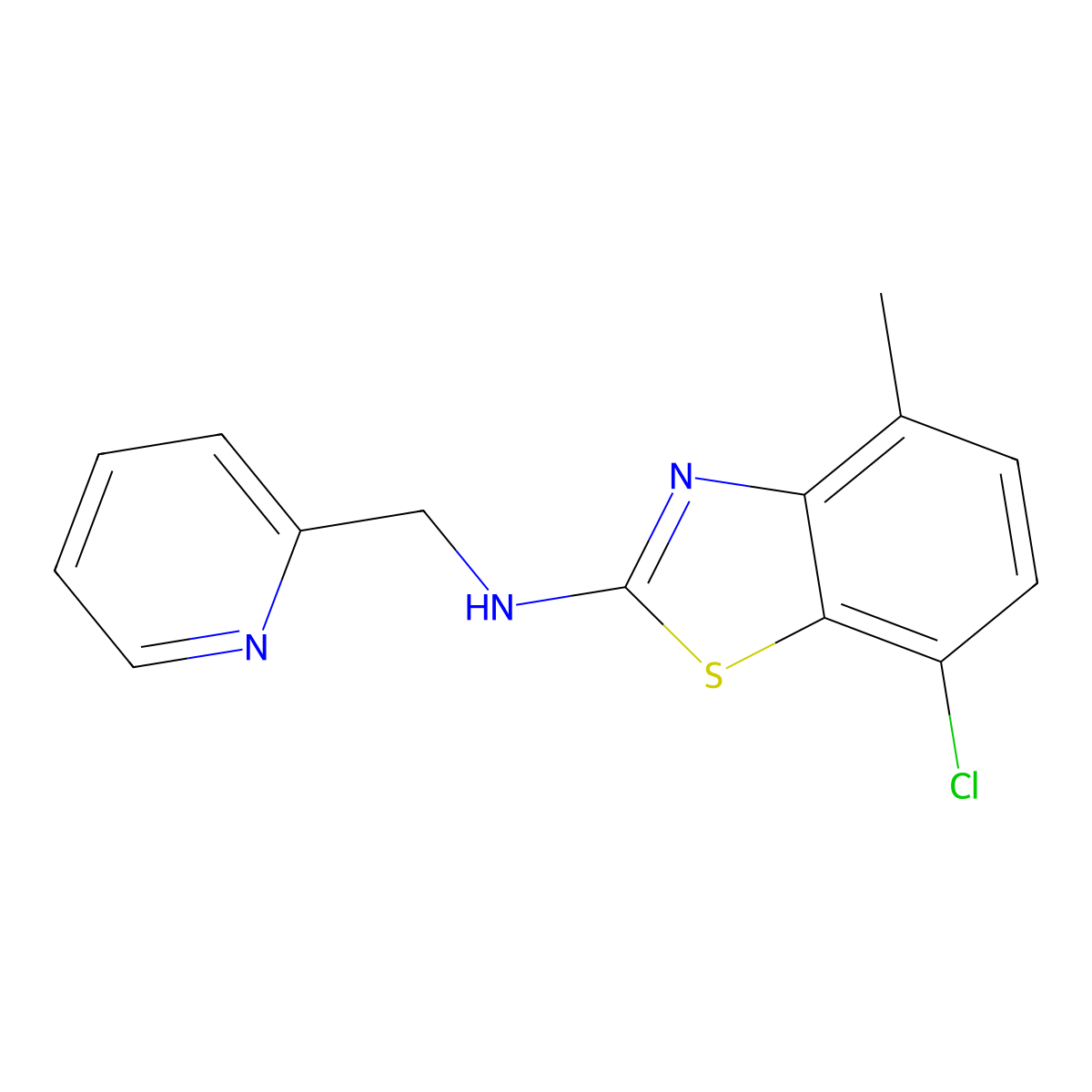 7-chloro-4-methyl-N-(pyridin-2-ylmethyl)-1,3-benzothiazol-2-amine molecular structure, CAS 1105191-36-3