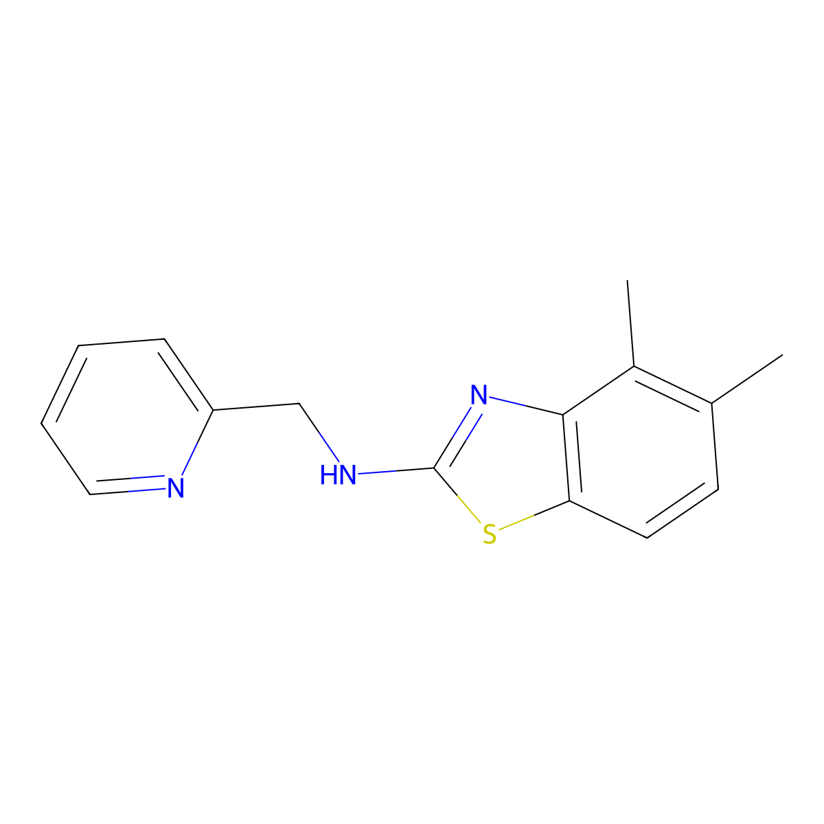 4,5-dimethyl-N-(pyridin-2-ylmethyl)-1,3-benzothiazol-2-amine molecular structure, CAS 1105191-41-0