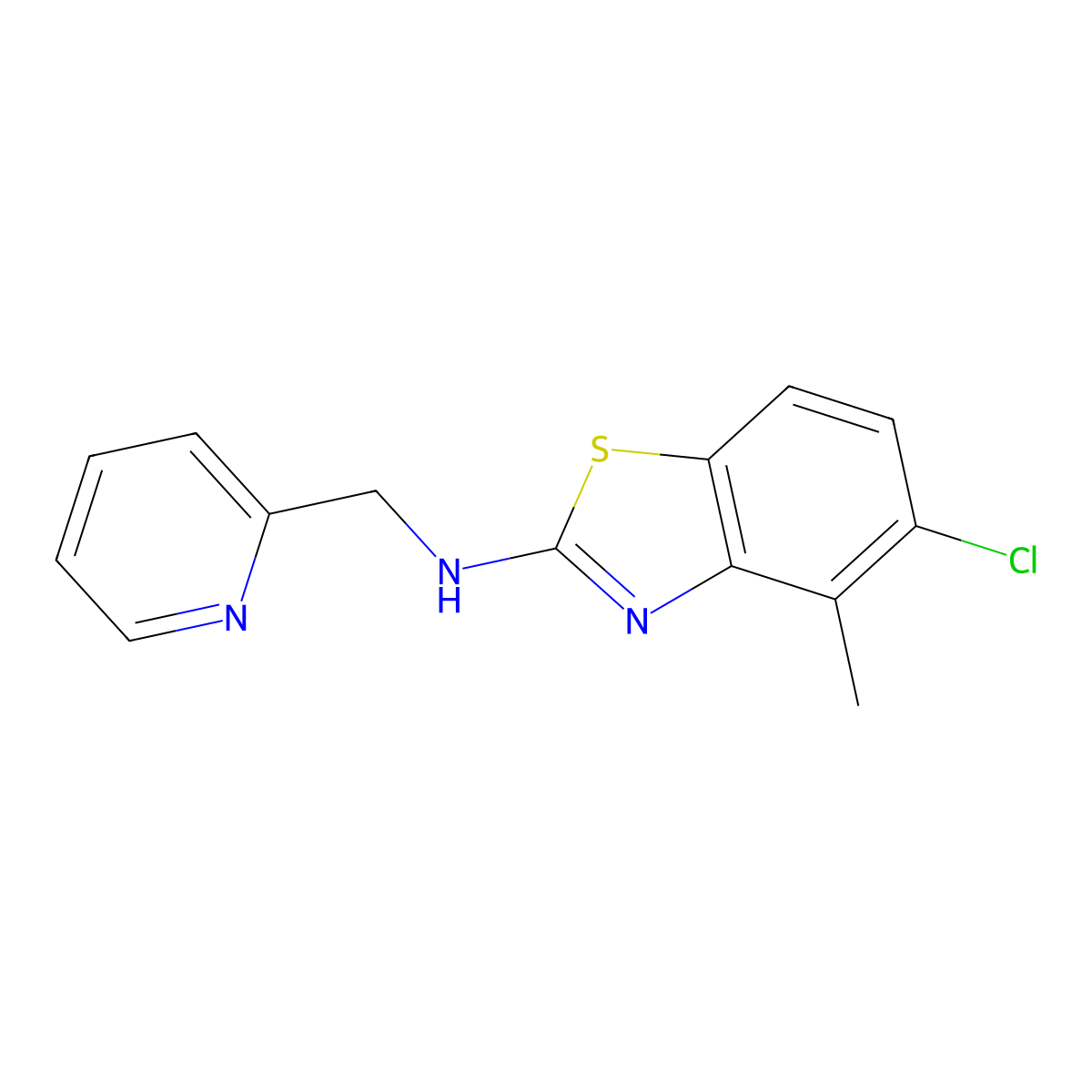 5-chloro-4-methyl-N-(pyridin-2-ylmethyl)-1,3-benzothiazol-2-amine molecular structure, CAS 1105191-46-5