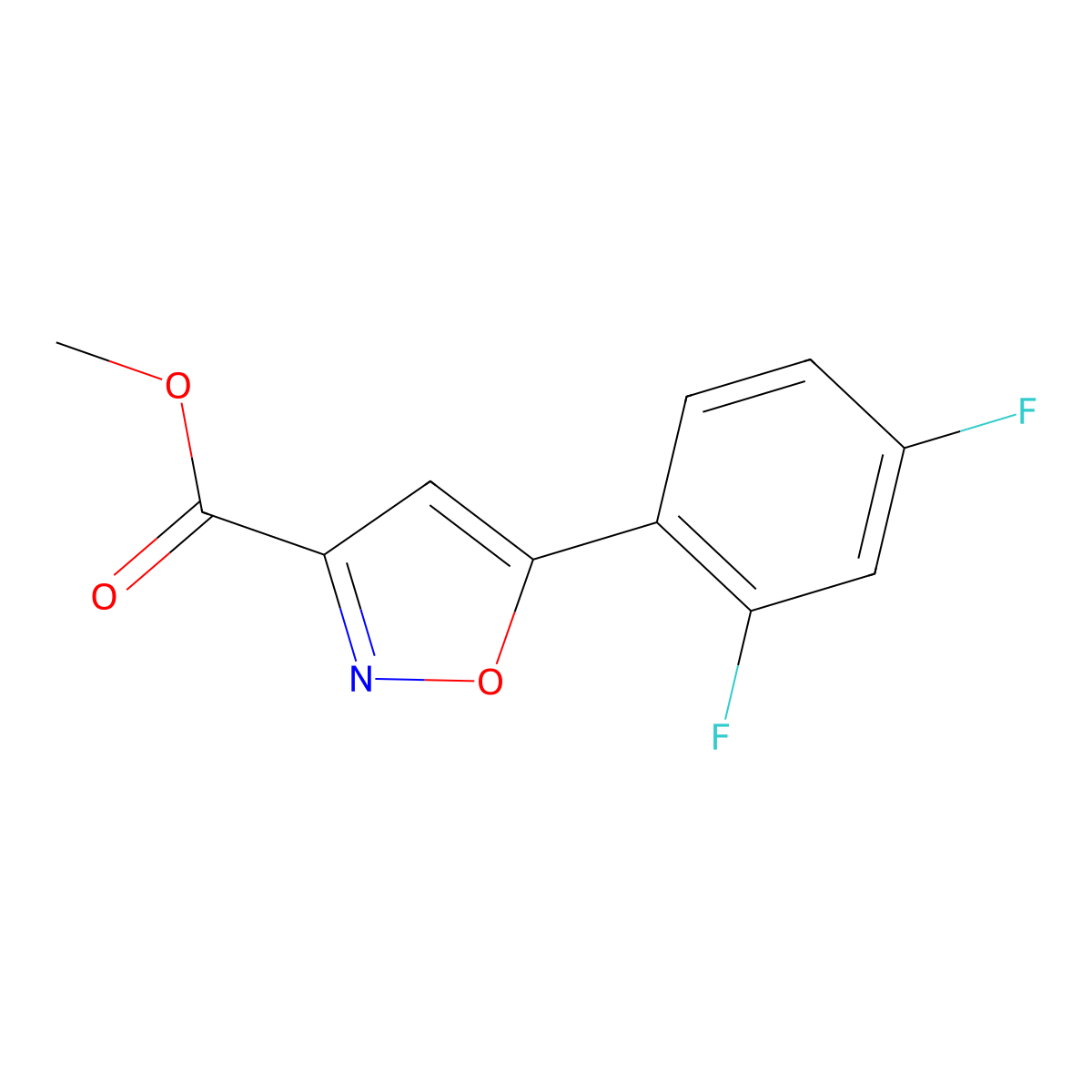 Methyl 5-(2,4-difluorophenyl)isoxazole-3-carboxylate molecular structure, CAS 1105191-49-8