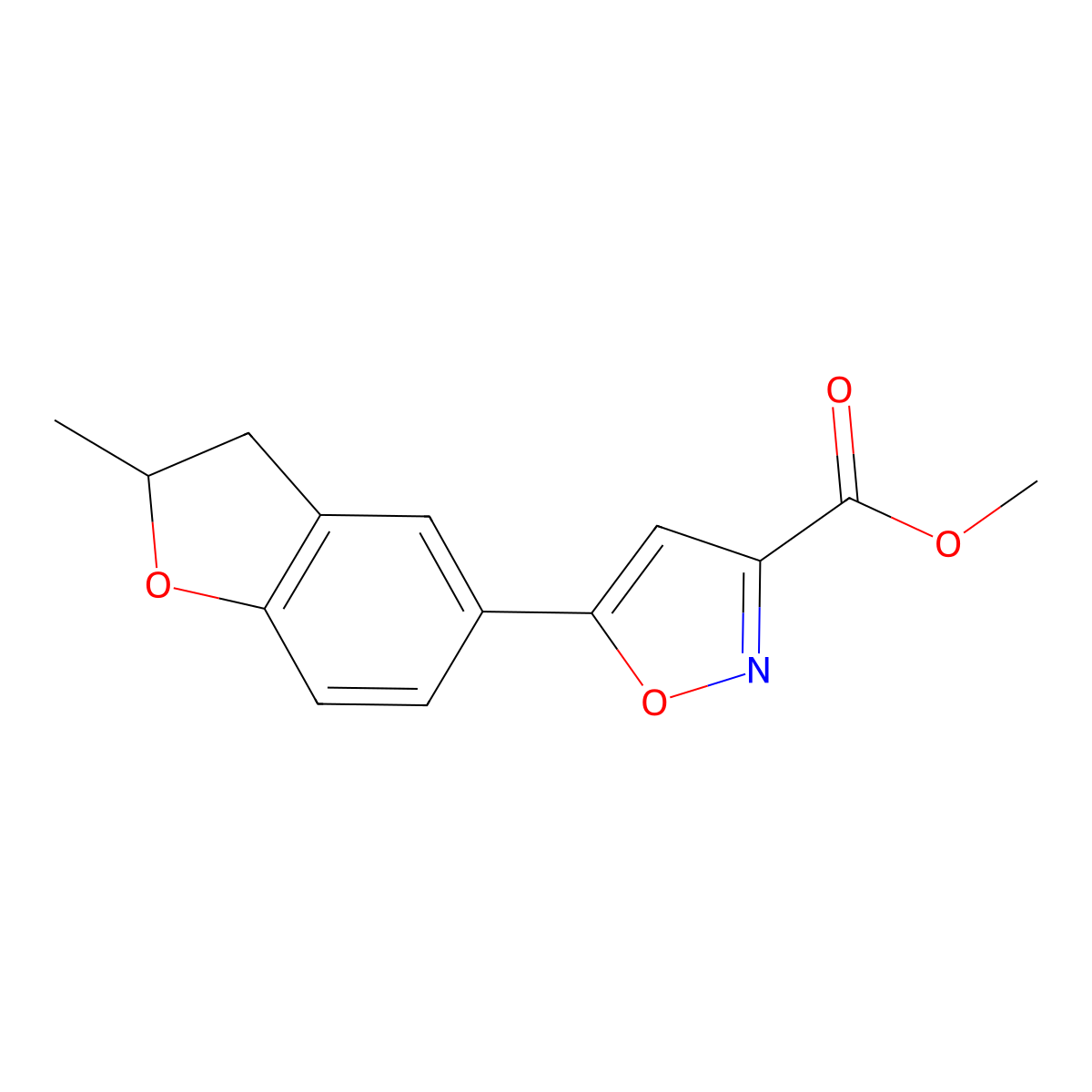 Methyl 5-(2-methyl-2,3-dihydro-1-benzofuran-5-yl)isoxazole-3-carboxylate molecular structure, CAS 1105191-54-5
