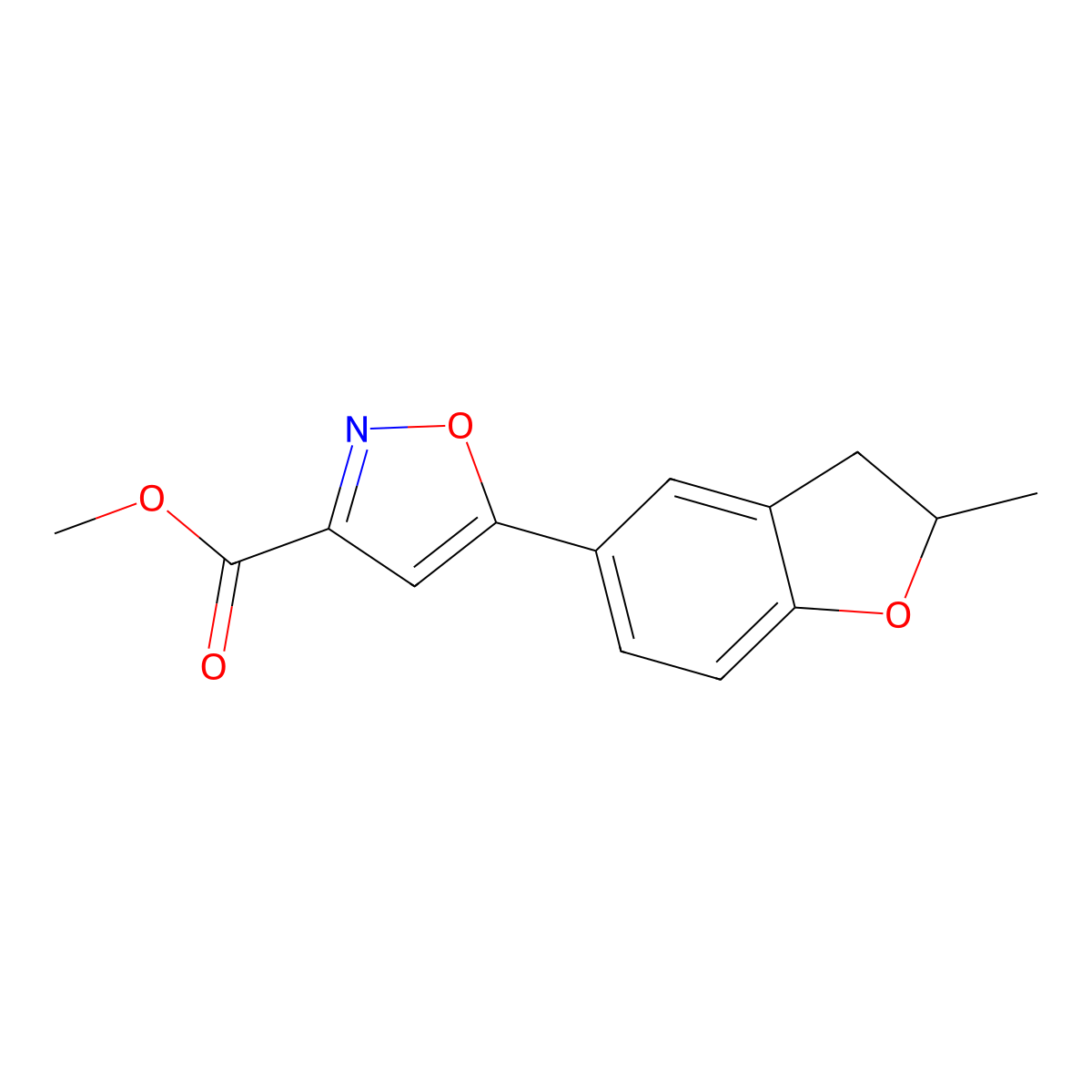 Methyl 5-(2-methyl-2,3-dihydro-1-benzofuran-5-yl)isoxazole-3-carboxylate molecular structure, CAS 1105191-54-5