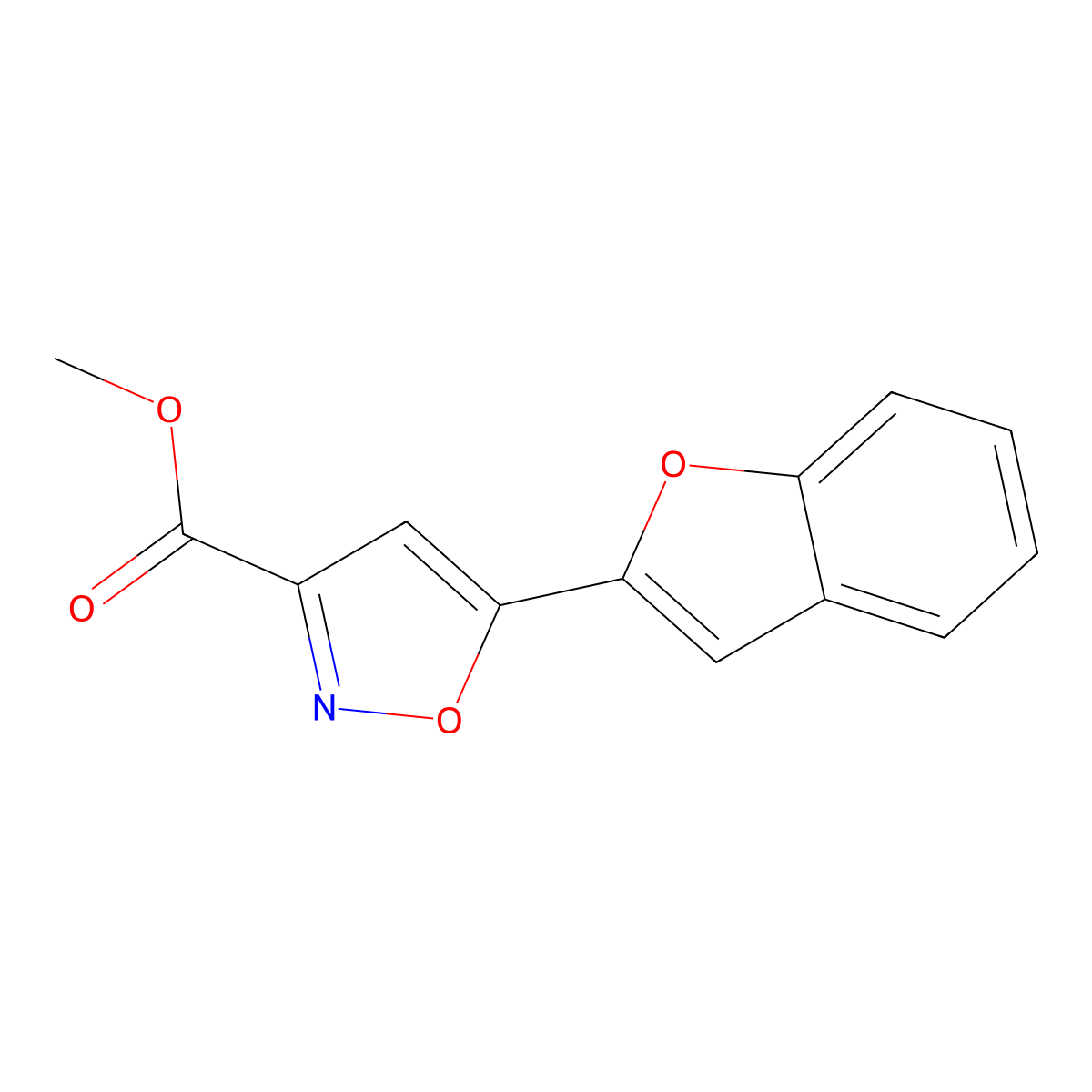 Methyl 5-(1-benzofuran-2-yl)isoxazole-3-carboxylate molecular structure, CAS 1105191-59-0