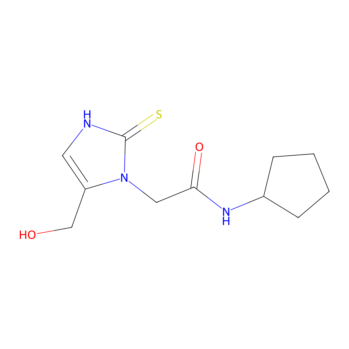 N-cyclopentyl-2-[5-(hydroxymethyl)-2-mercapto-1H-imidazol-1-yl]acetamide molecular structure, CAS 1105191-60-3