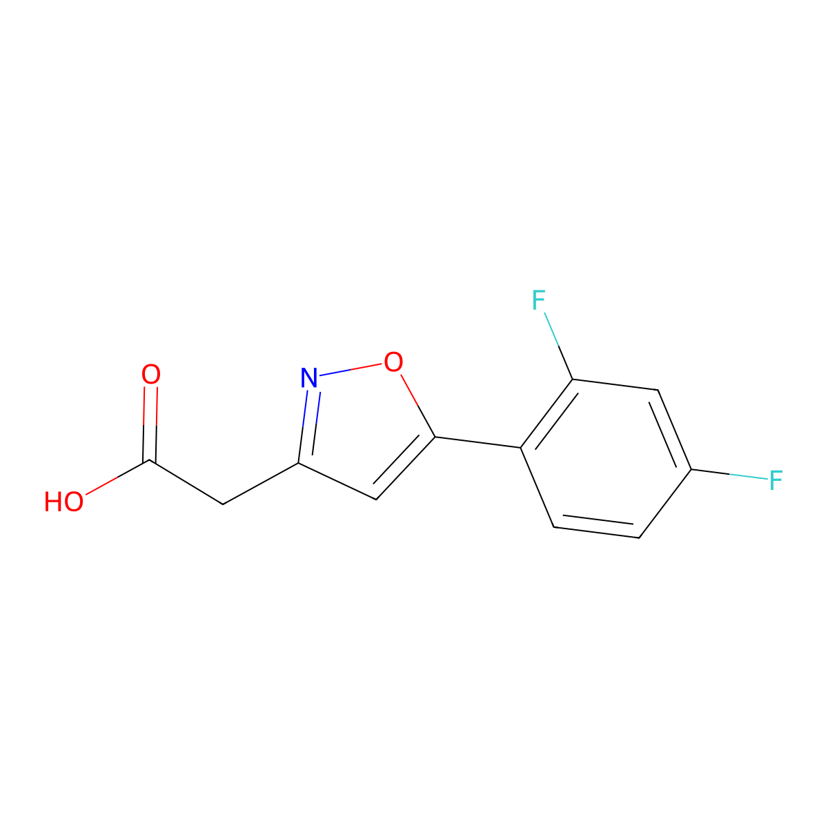 [5-(2,4-Difluorophenyl)isoxazol-3-yl]acetic acid molecular structure, CAS 1105191-64-7