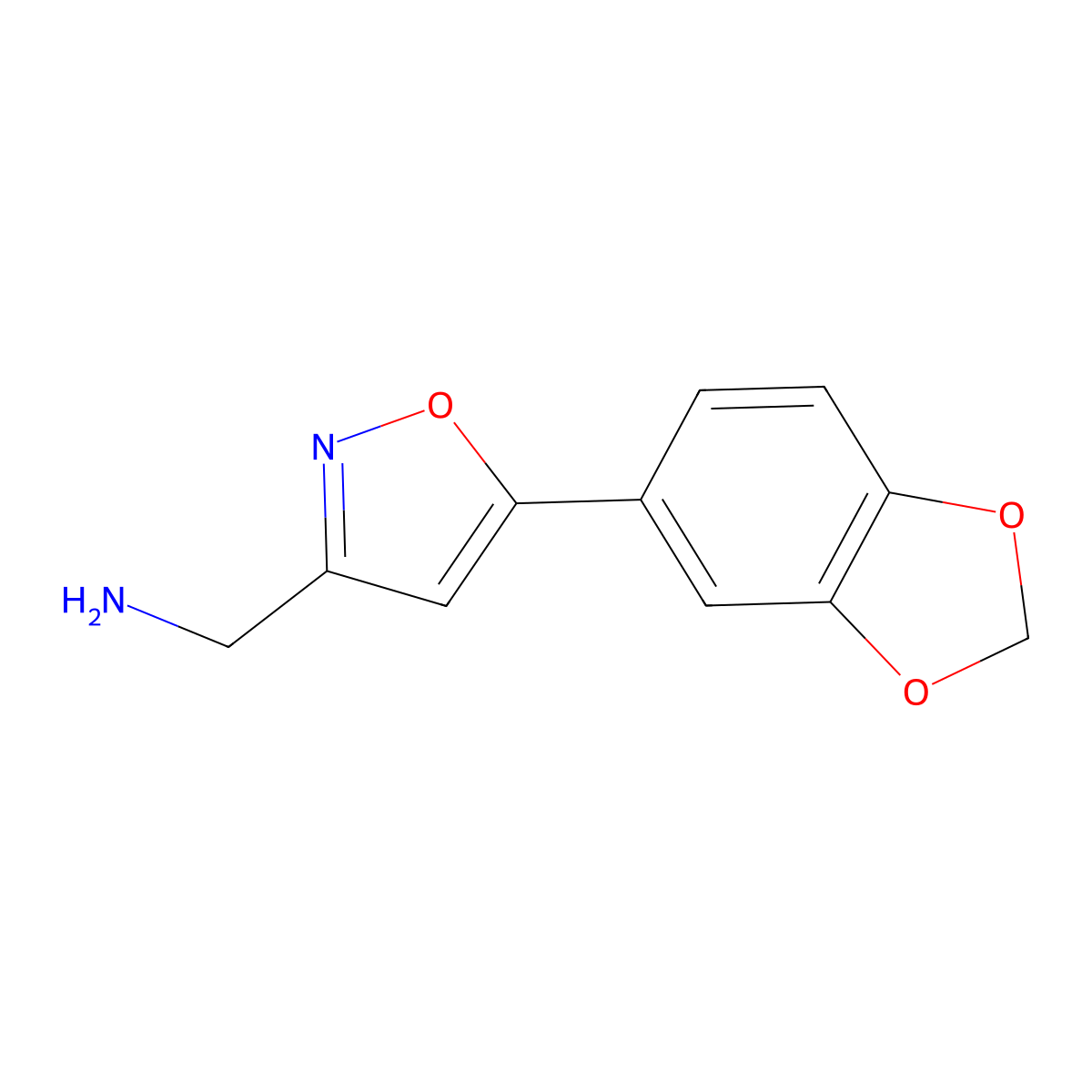 (5-(Benzo[d][1,3]dioxol-5-yl)isoxazol-3-yl)methanamine molecular structure, CAS 1105191-78-3