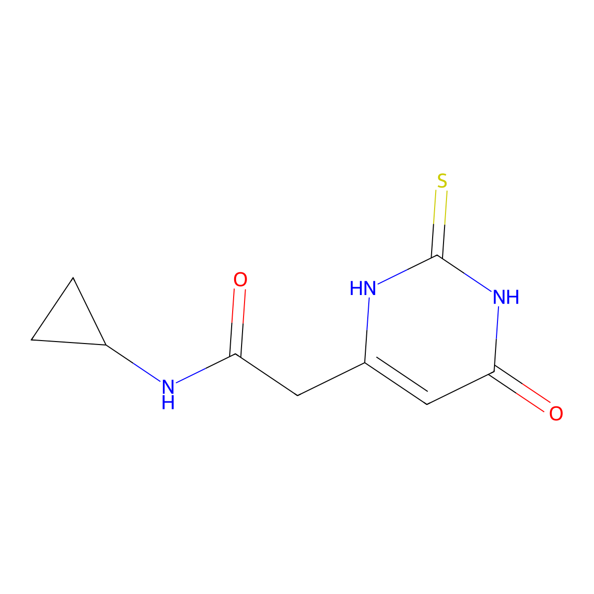 N-cyclopropyl-2-(2-mercapto-6-oxo-1,6-dihydropyrimidin-4-yl)acetamide molecular structure, CAS 1105191-81-8