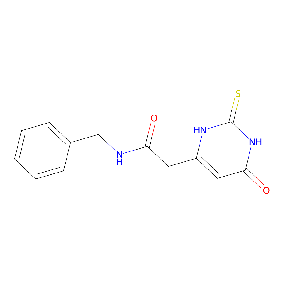 N-benzyl-2-(2-mercapto-6-oxo-1,6-dihydropyrimidin-4-yl)acetamide molecular structure, CAS 1105191-84-1