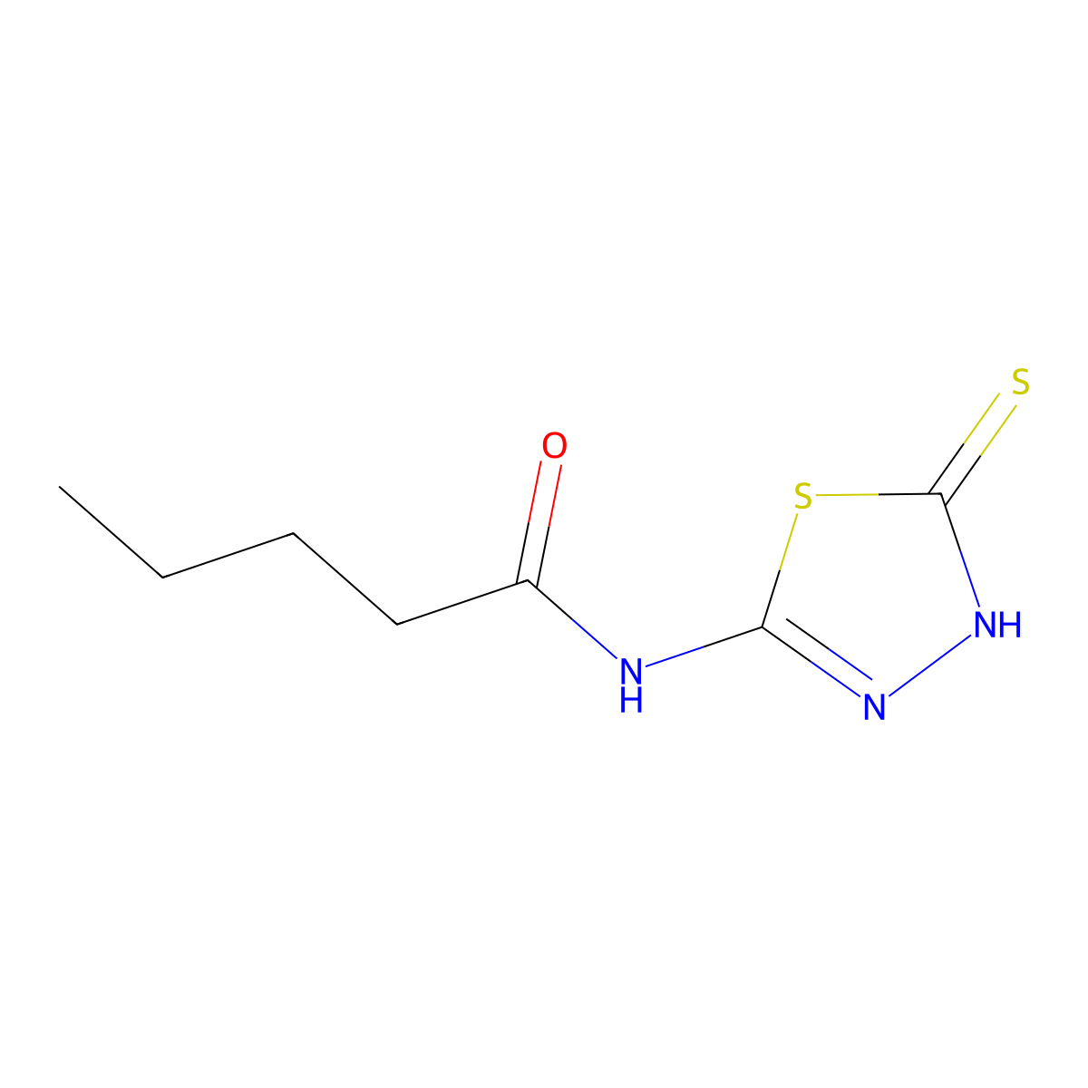 N-(5-sulfanyl-1,3,4-thiadiazol-2-yl)pentanamide molecular structure, CAS 1105191-89-6