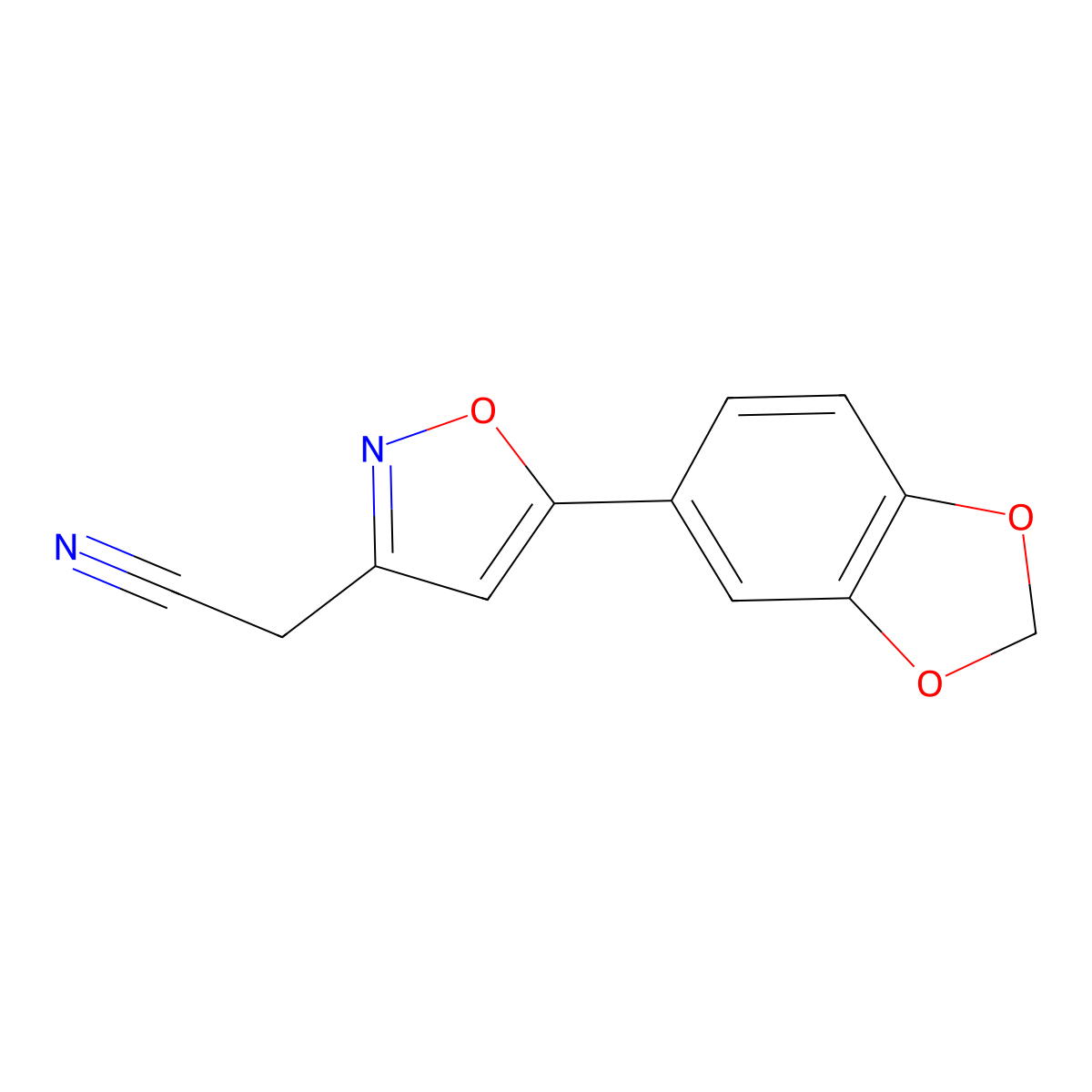 [5-(1,3-Benzodioxol-5-yl)isoxazol-3-yl]acetonitrile molecular structure, CAS 1105191-90-9