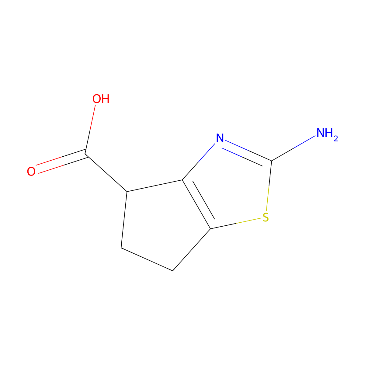 2-Amino-5,6-dihydro-4H-cyclopenta[d][1,3]thiazole-4-carboxylic acid molecular structure, CAS 1105191-92-1