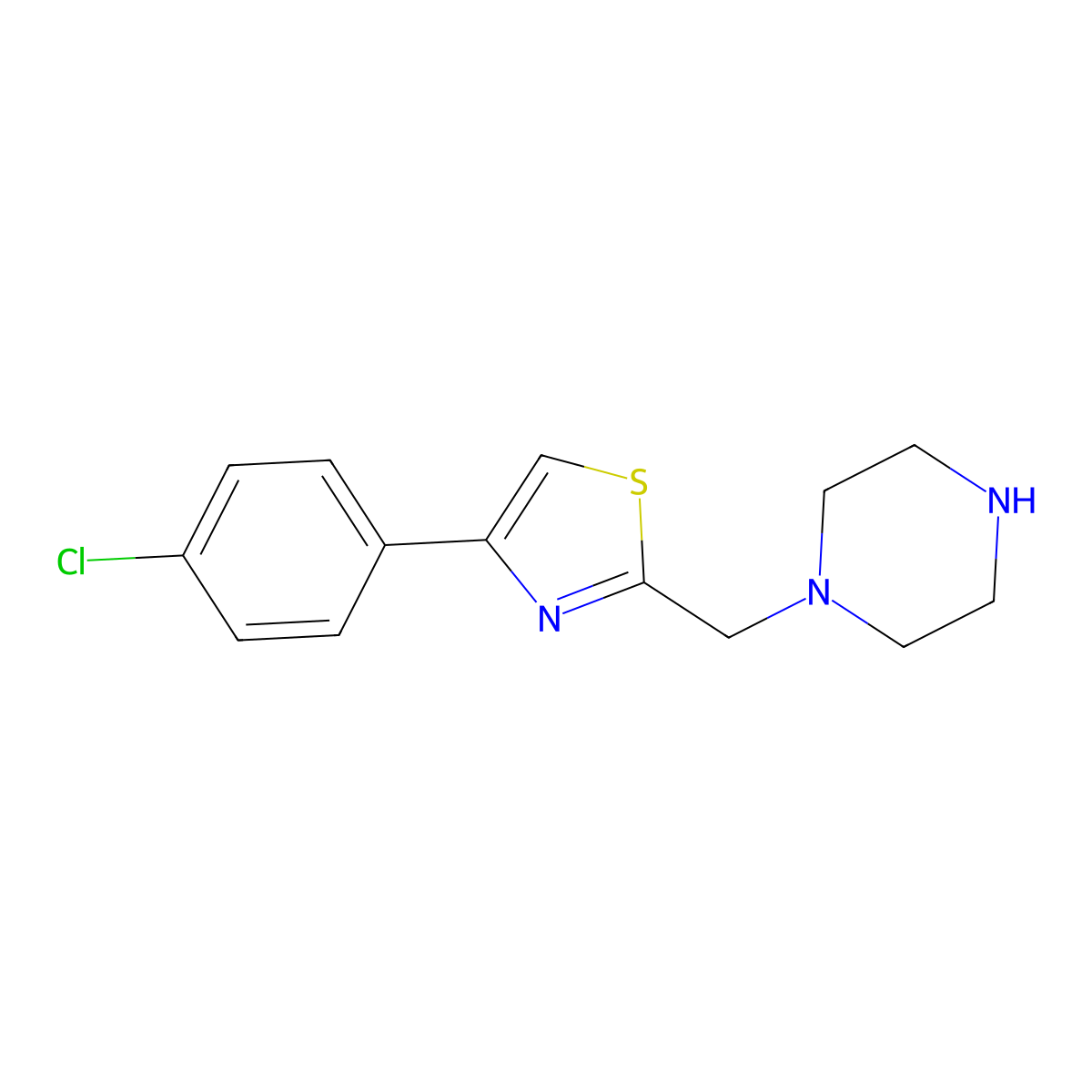1-{[4-(4-Chlorophenyl)-1,3-thiazol-2-yl]methyl}piperazine molecular structure, CAS 1105191-96-5