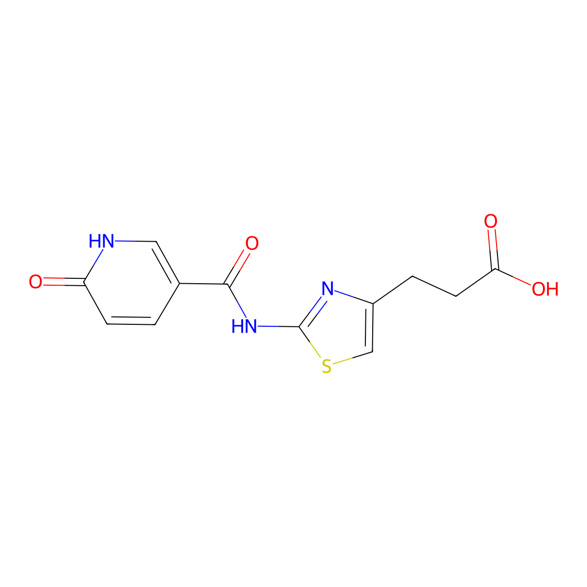 3-(2-{[(6-Oxo-1,6-dihydropyridin-3-yl)carbonyl]amino}-1,3-thiazol-4-yl)propanoic acid molecular structure, CAS 1105192-00-4