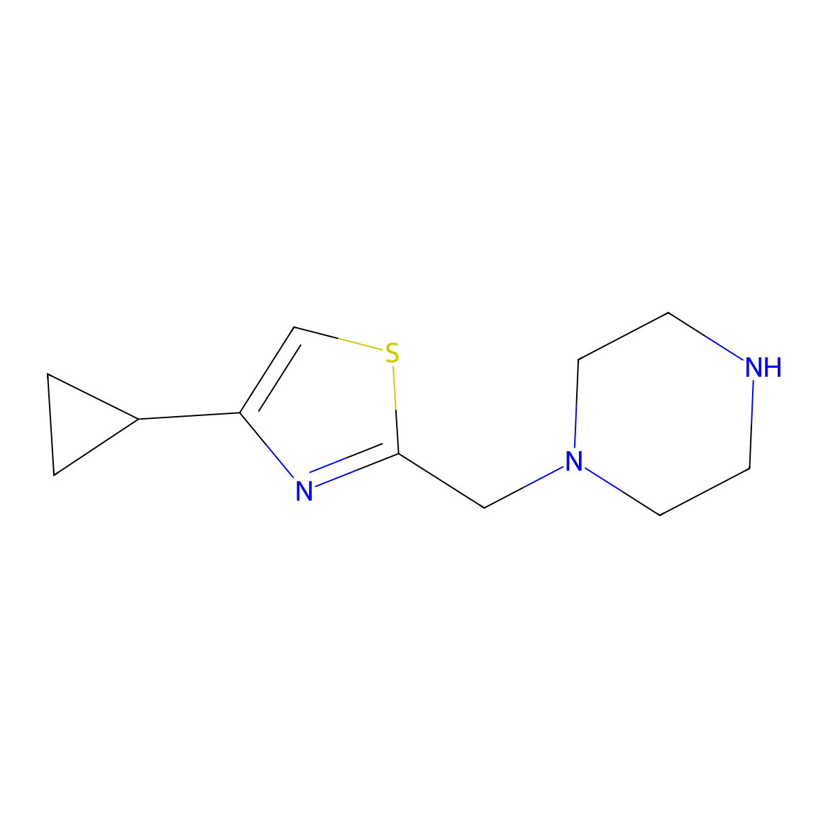 1-[(4-Cyclopropyl-1,3-thiazol-2-yl)methyl]piperazine molecular structure, CAS 1105192-01-5