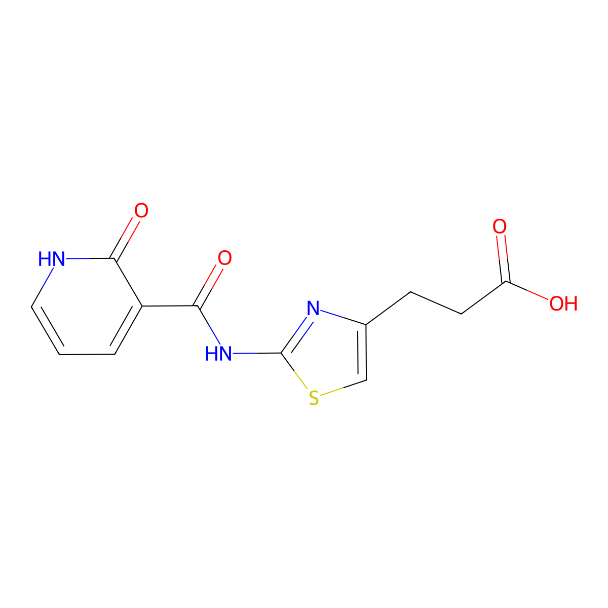 3-(2-{[(2-Oxo-1,2-dihydropyridin-3-yl)carbonyl]amino}-1,3-thiazol-4-yl)propanoic acid molecular structure, CAS 1105192-05-9