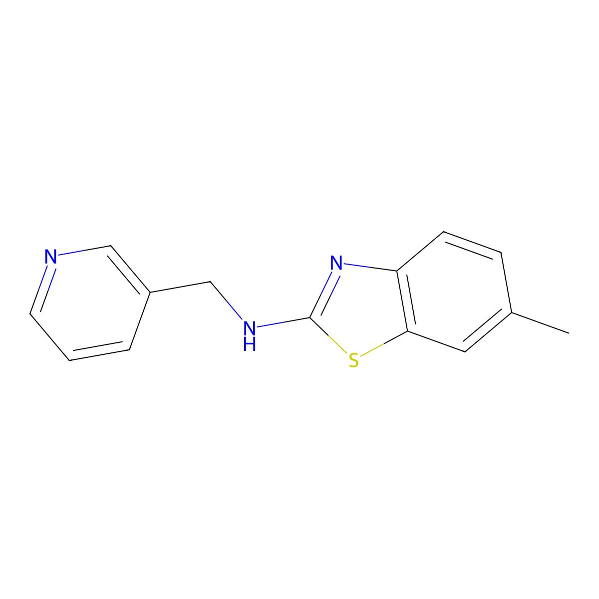 6-methyl-N-(pyridin-3-ylmethyl)-1,3-benzothiazol-2-amine molecular structure, CAS 1105192-10-6