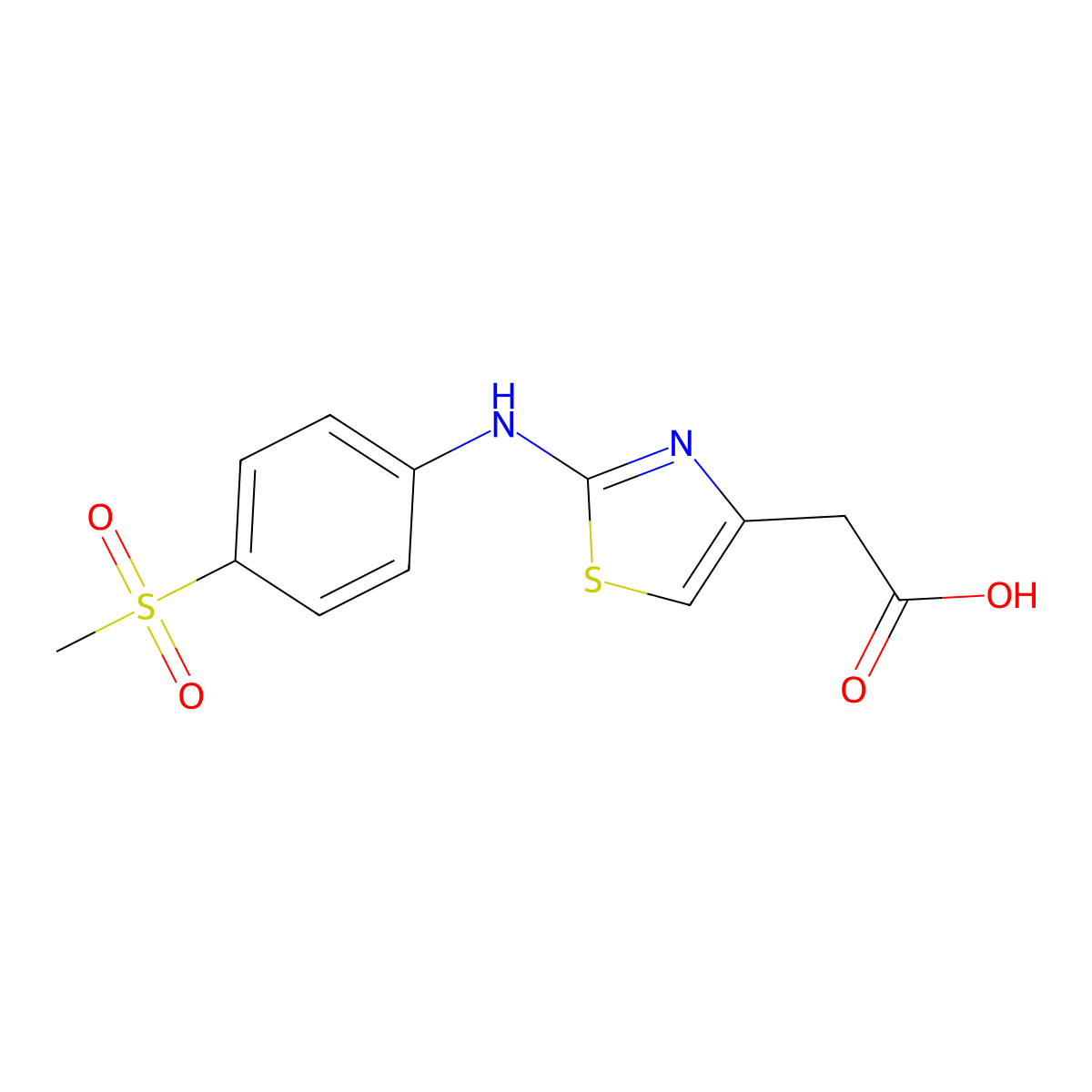 2-(2-((4-(Methylsulfonyl)phenyl)amino)thiazol-4-yl)acetic acid molecular structure, CAS 1105192-11-7