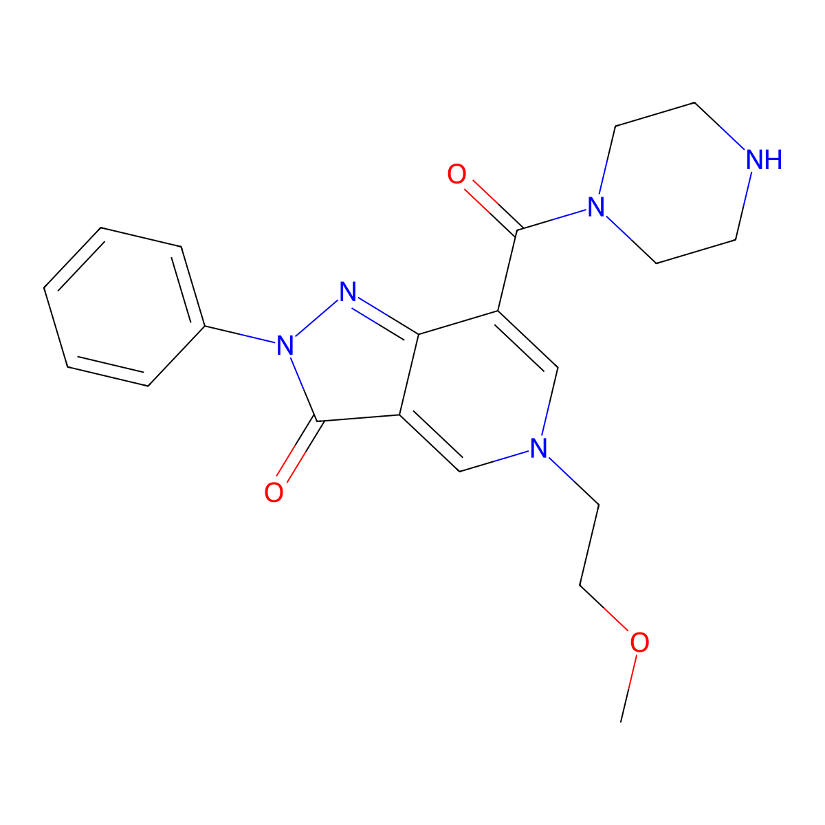 5-(2-Methoxyethyl)-2-phenyl-7-(piperazine-1-carbonyl)pyrazolo[4,3-c]pyridin-3-one molecular structure, CAS 1105192-20-8