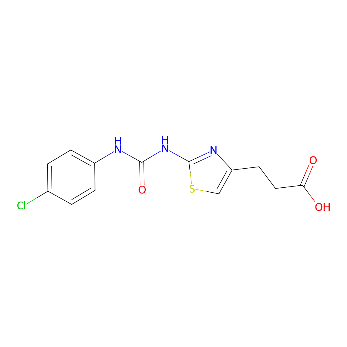 3-(2-{[(4-Chlorophenyl)carbamoyl]amino}-1,3-thiazol-4-yl)propanoic acid molecular structure, CAS 1105192-24-2