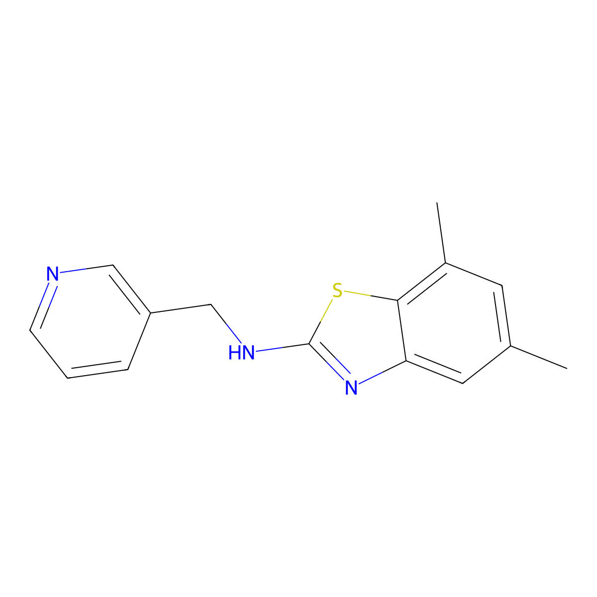 5,7-dimethyl-N-(pyridin-3-ylmethyl)-1,3-benzothiazol-2-amine molecular structure, CAS 1105192-26-4