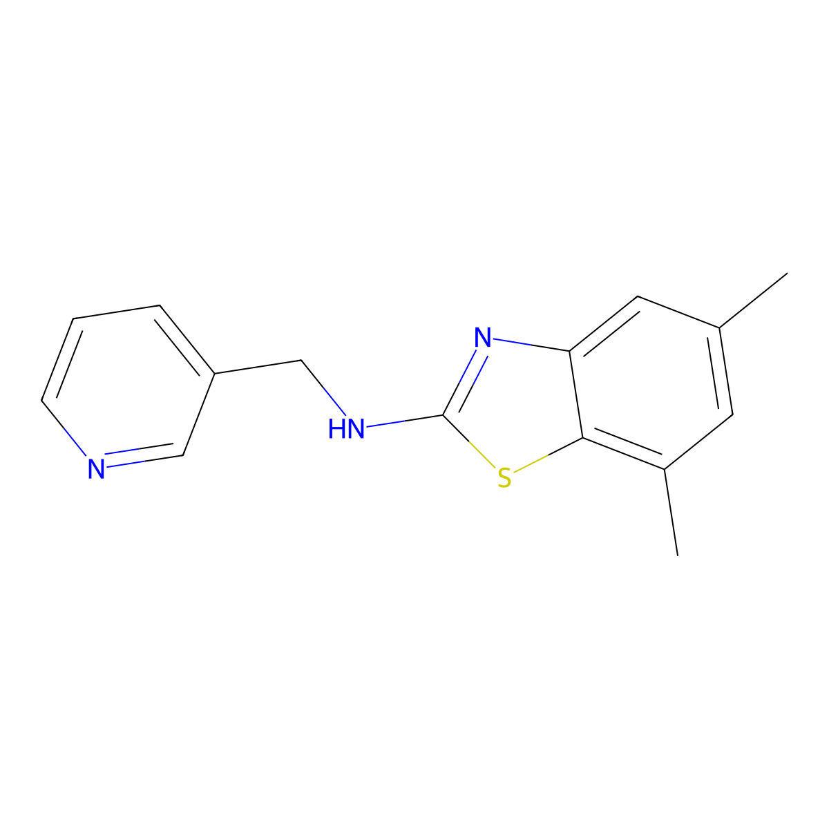 5,7-dimethyl-N-(pyridin-3-ylmethyl)-1,3-benzothiazol-2-amine molecular structure, CAS 1105192-26-4
