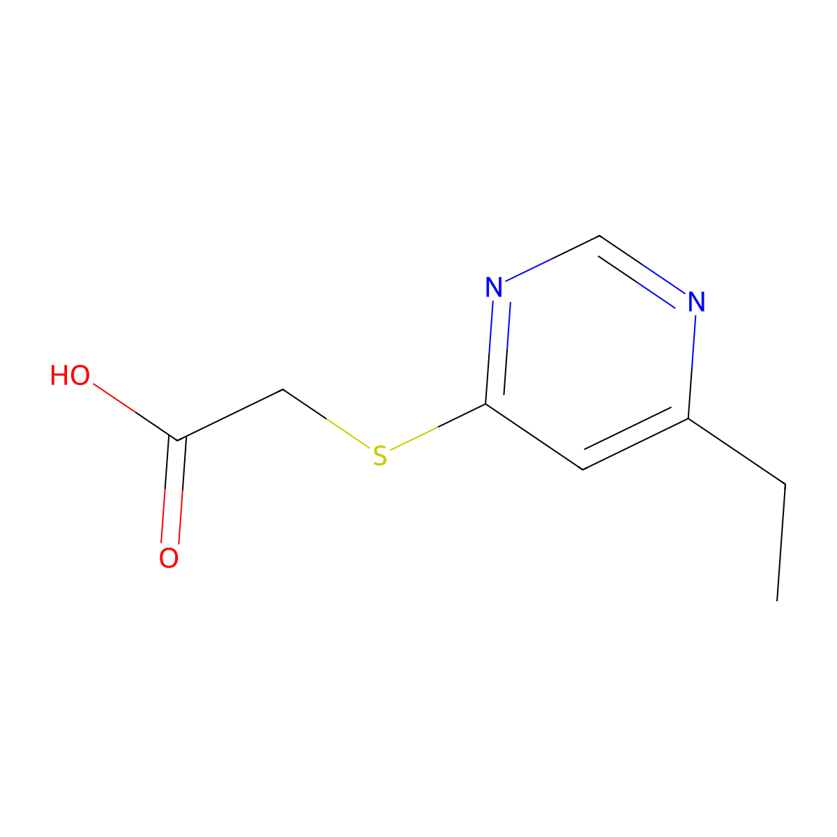 [(6-Ethylpyrimidin-4-yl)thio]acetic acid molecular structure, CAS 1105192-37-7