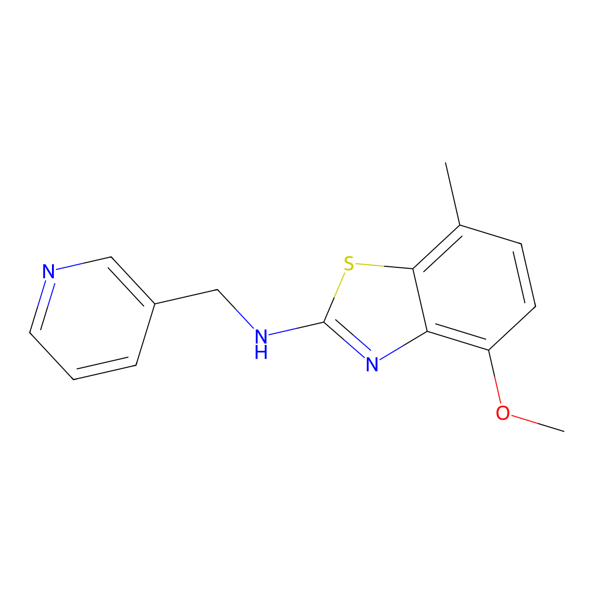 4-methoxy-7-methyl-N-(pyridin-3-ylmethyl)-1,3-benzothiazol-2-amine molecular structure, CAS 1105192-38-8